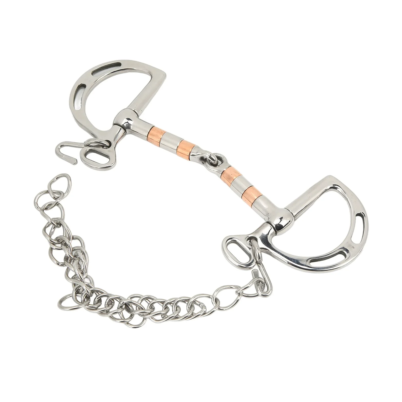 Filetto ad Anello a D per Cavallo, Morso per Cavallo in Acciaio Inossidabile con Catena in Rame, Filetto a Bocca di Cavallo da 125 mm, Design Resistente e Confortevole per Un