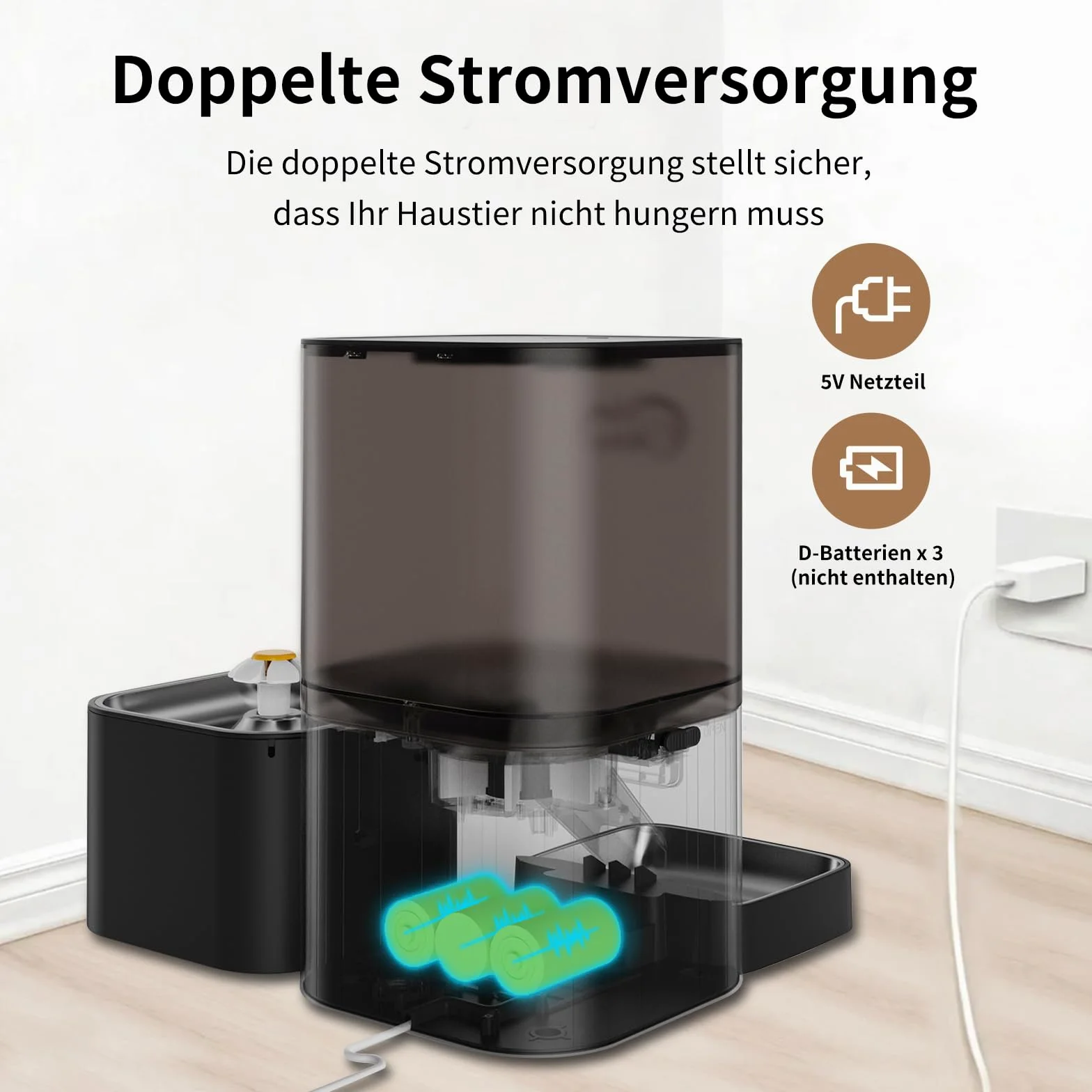 DOEL 2-in-1 automatic feeder and water dispenser for cats, large-capacity 6-liter dry food dispenser + 2.5-liter water dispenser with app control, voice recording, timed feeding