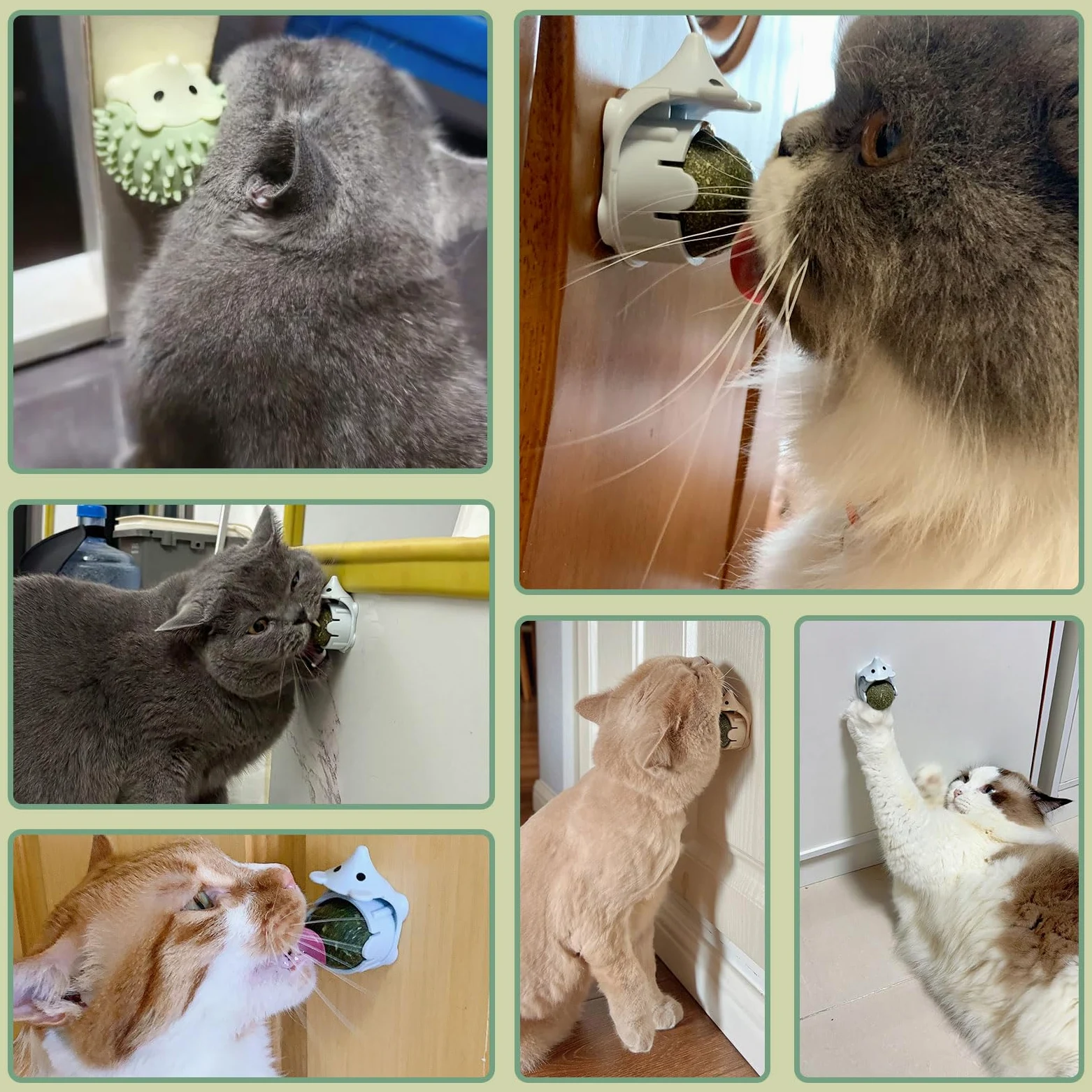 Pallina Erba Gatta Giochi per Gatti Catnip Ball Girevole Adesiva Naturali Palline Erba Gatta Ruotabile a 360° per Gatti da Leccare con Auto Massaggio Spazzola Gatti (3 Pcs)