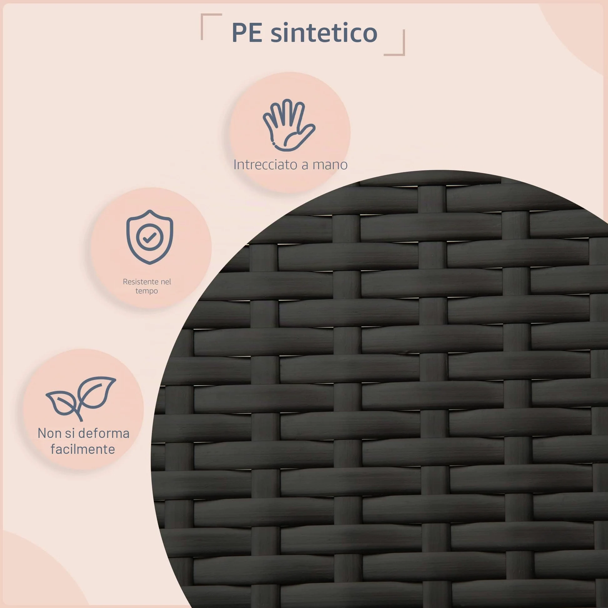 Pawhut Cuccia per cani con cuscino, letto per cani a forma di casa, casa per esterni, telaio in acciaio, PP Rattan, nero, 95 x 69 x 70 cm