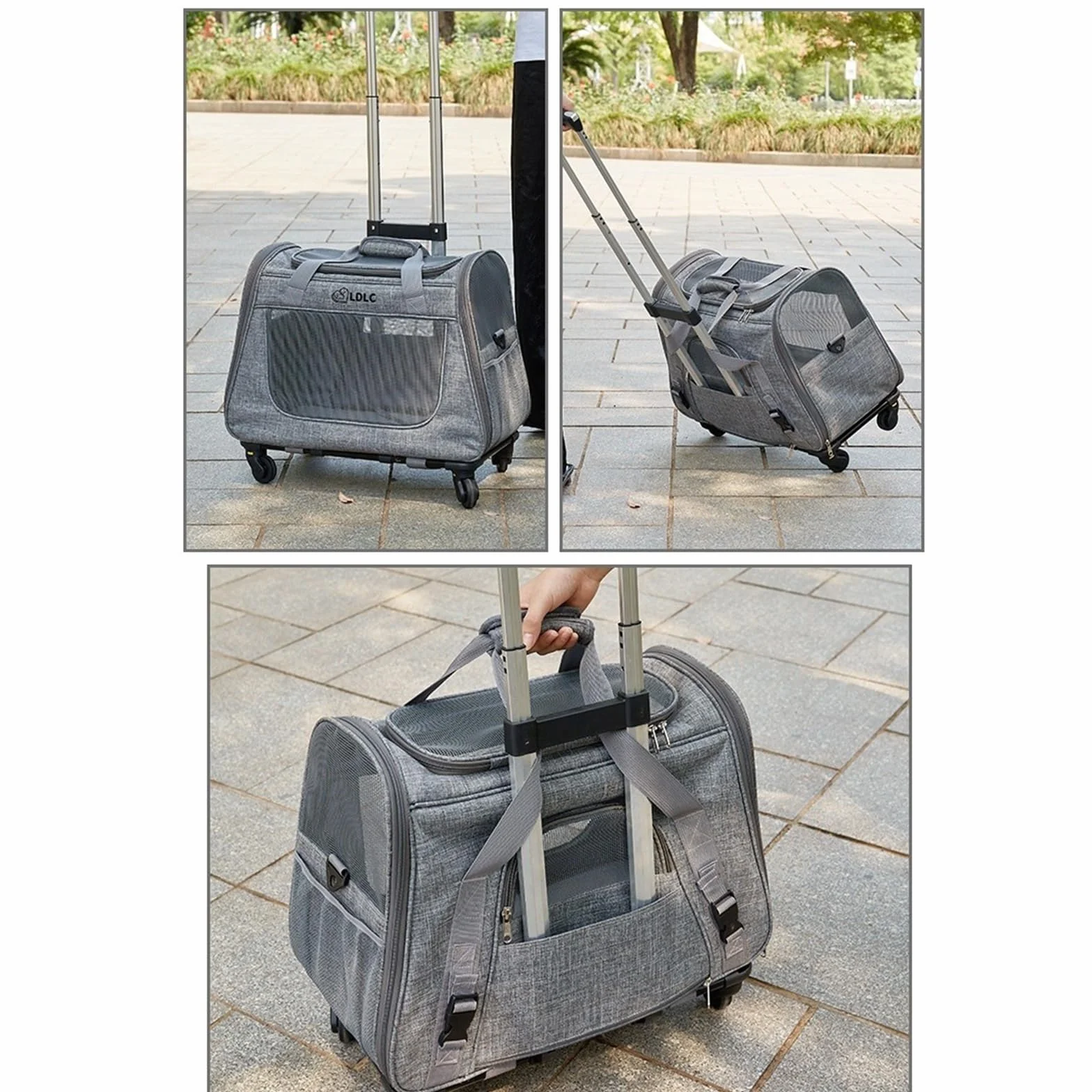 Trasportino per Gatti Cani con Ruote Trasportino per Cani Domestici su Ruote Trasportino da Viaggio per Animali Domestici 2 in 1 Trolley per Gatti con manico e tracolla