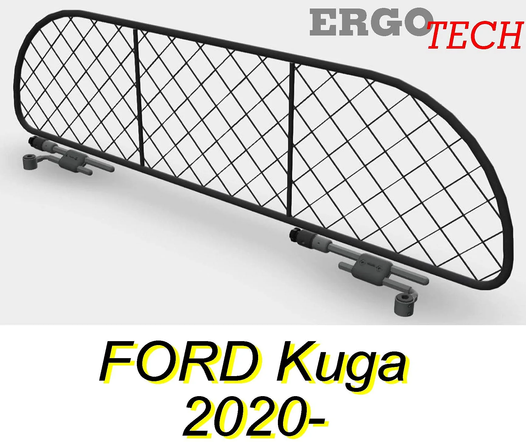 ERGOTECH Divisorio Griglia Rete Divisoria per Ford Kuga (dal 2020 in Poi), RDA65-XS8, per Trasporto Cani e Bagagli