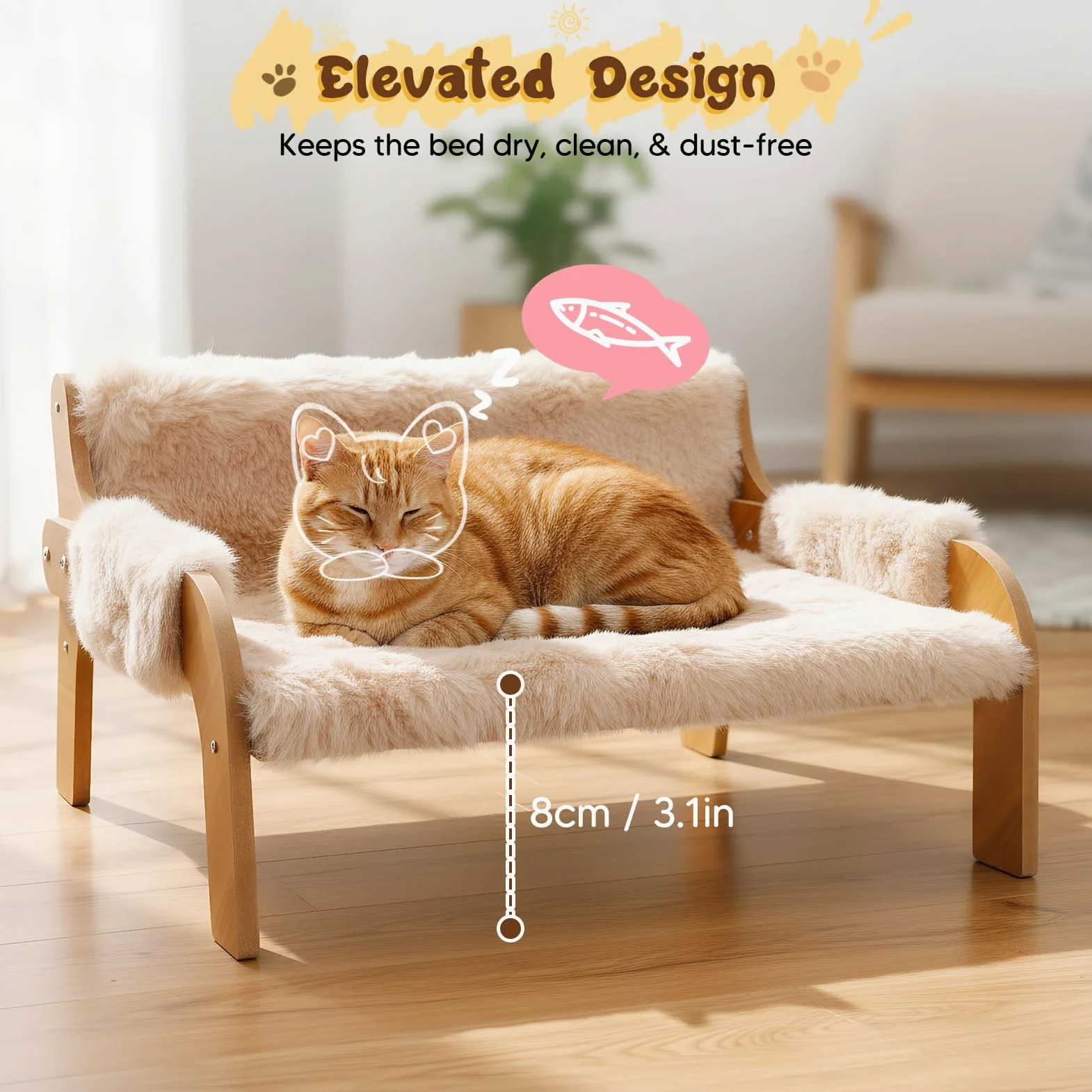 Divanetto Rialzato Per Cani E Gatti Portata 30 Kg, Viene Fornito Con Cuscini Estivi E Cuscini Invernali, Cuccia Rialzata Animali Domestici, 53X44 Cm, Grande Divano Per Gatti