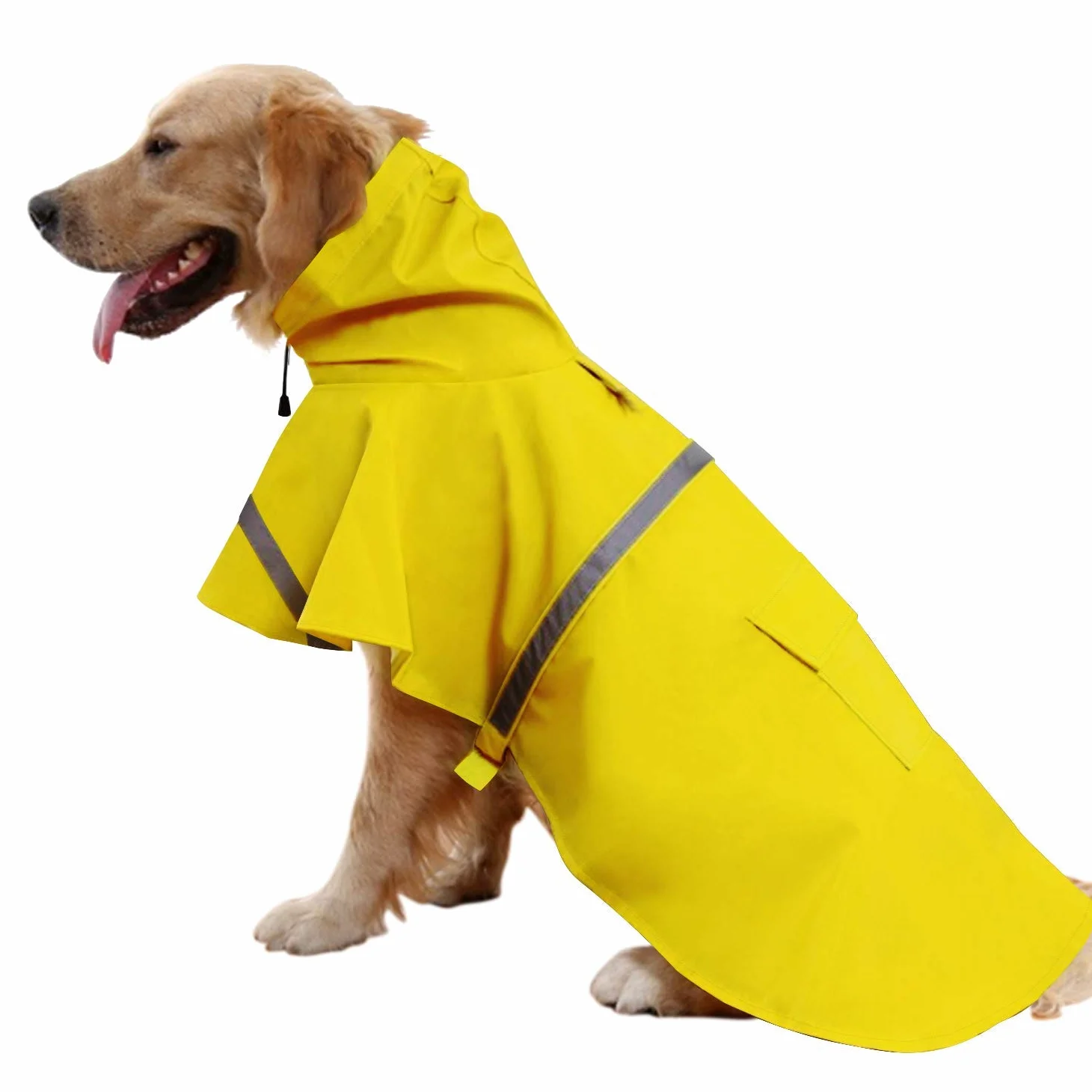 Impermeabile per cani, cappotto per cani da compagnia impermeabile regolabile, impermeabile di sicurezza antivento, impermeabile traspirante per cani di piccola, media e grande taglia (Yellow S)
