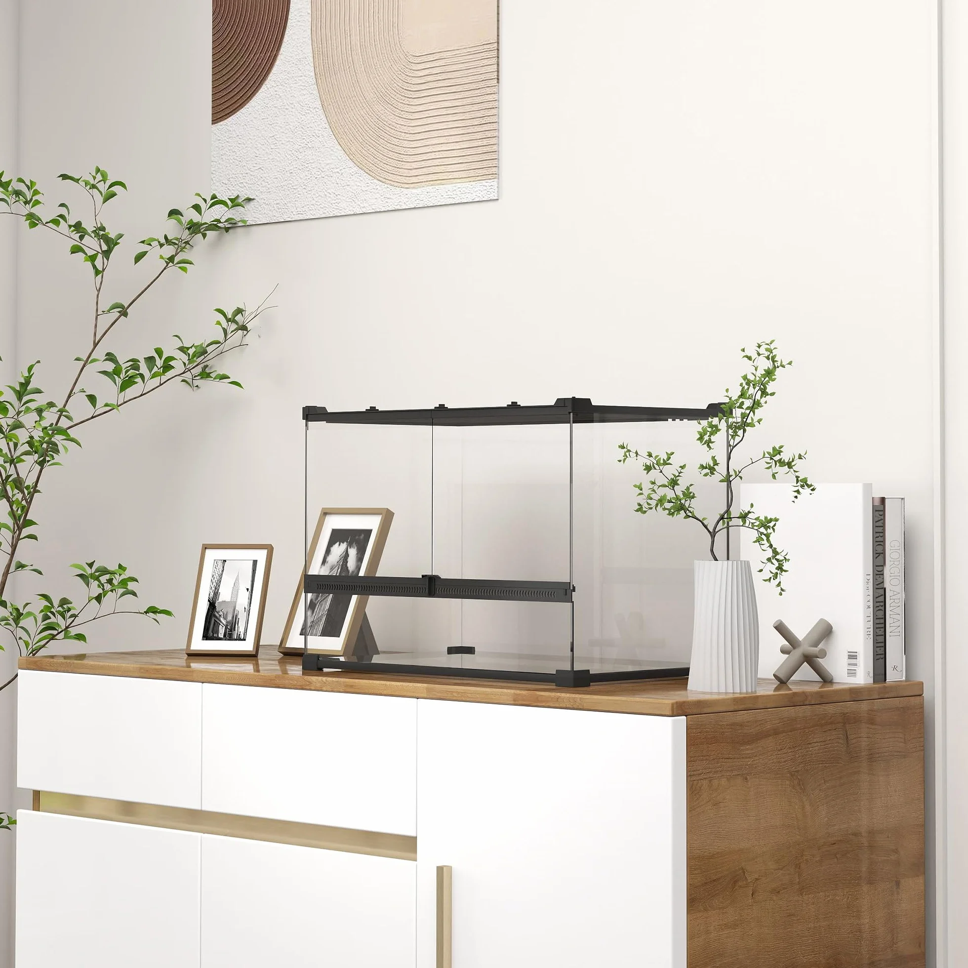 PawHut Contenitore per rettili, contenitore per l'allevamento di rettili, habitat per terrario con chiusura di sicurezza a rotazione, ventilazione frontale, nessun assemblaggio richiesto, 50 x 30 x
