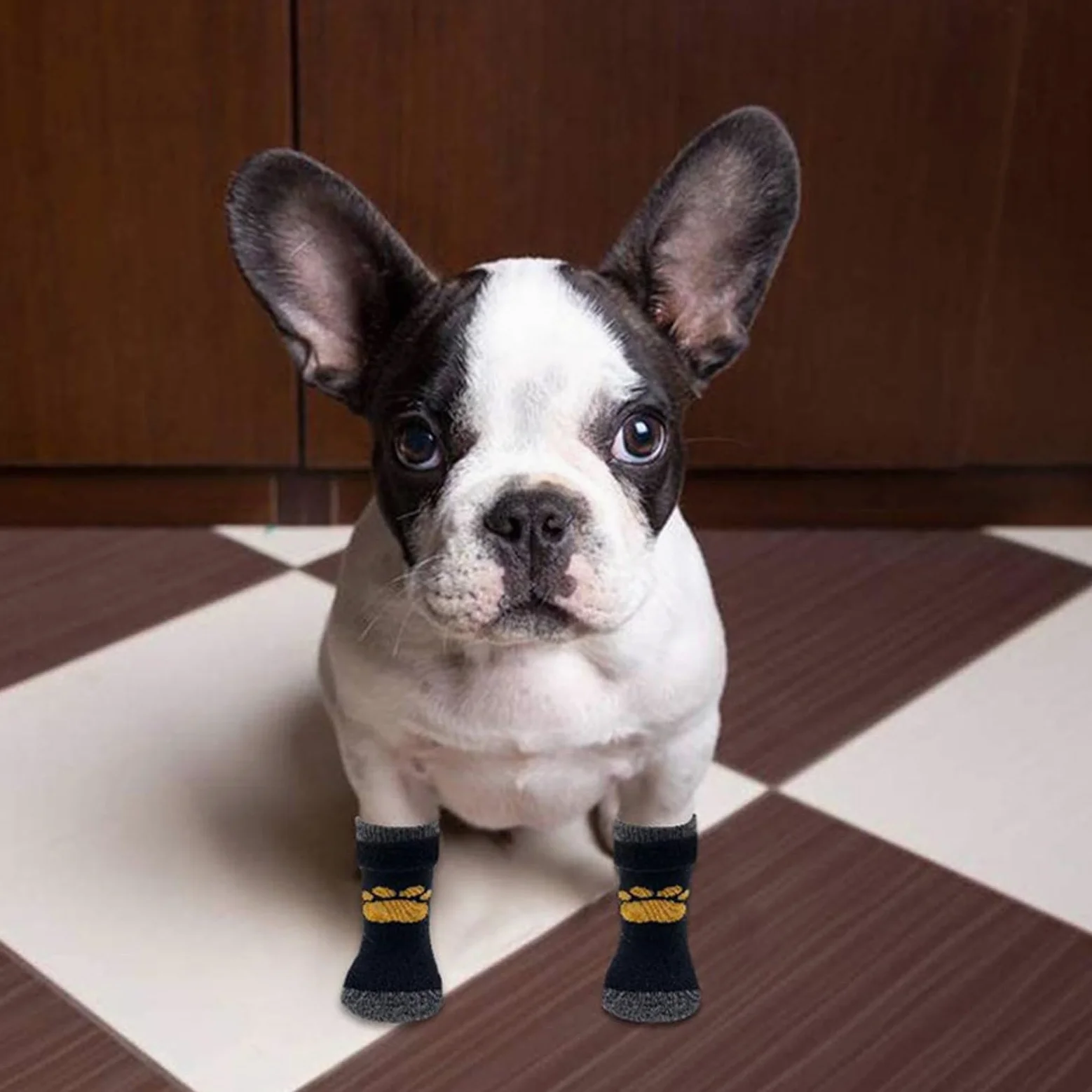 Calzini Antiscivolo per Cani con Cinghie Regolabili Protezioni per Zampe di Cane con Impugnature per Evitare Che Le Scarpe del Cane Lecchino O Scivolino,Nero,L