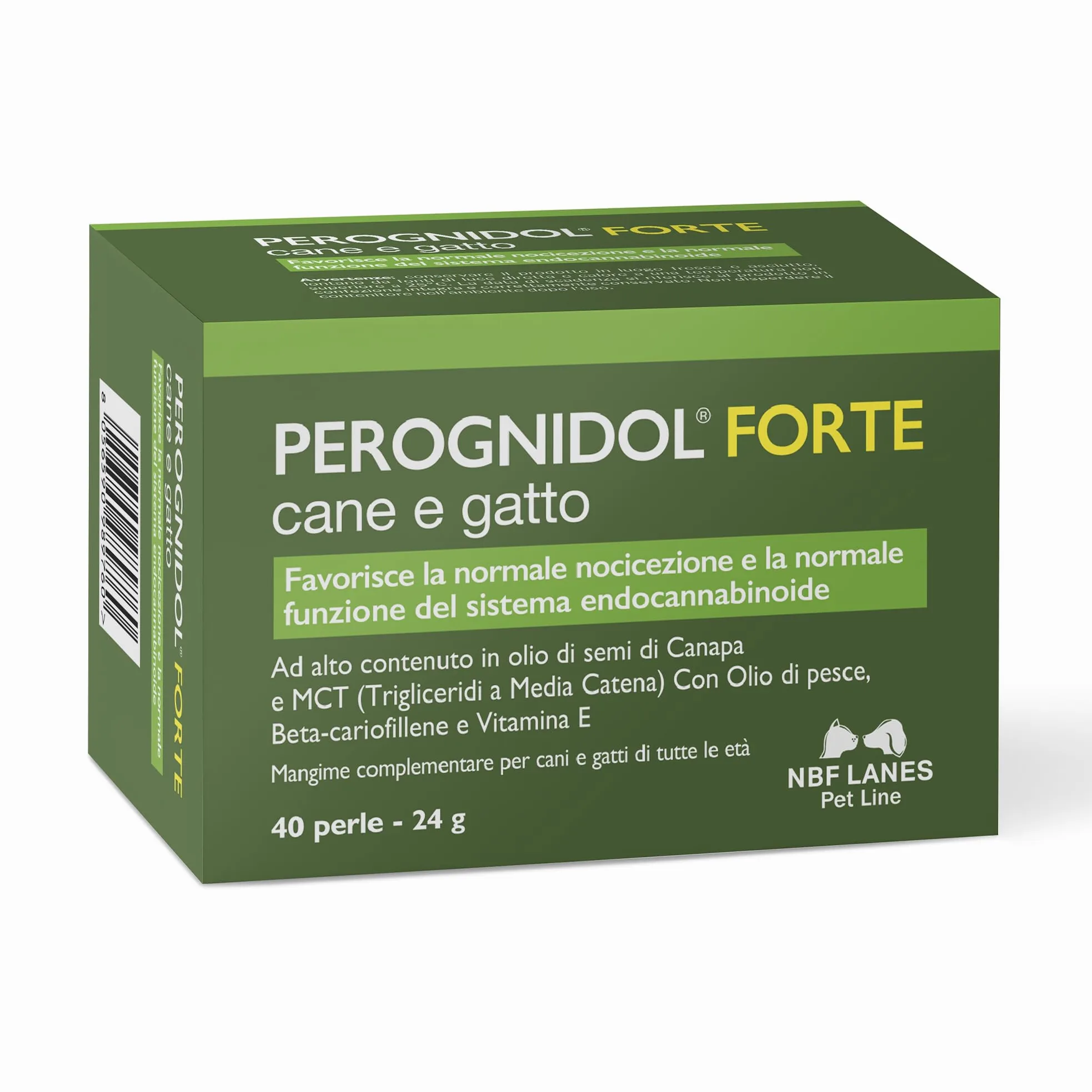 NBF Lanes | Perognidol FORTE Cane e Gatto, 40 perle, Favorisce la Normale Nocicezione e la Normale Funzione del Sistema Endocannabinoide