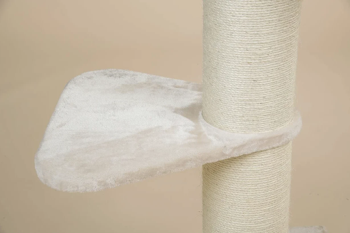 RHRQuality Krabpaal voor grote katten - Maine Coon Tower Crown – 240 tot 260 cm Hoog – Met Extra Dikke 20 cm Sisalpalen – Crème