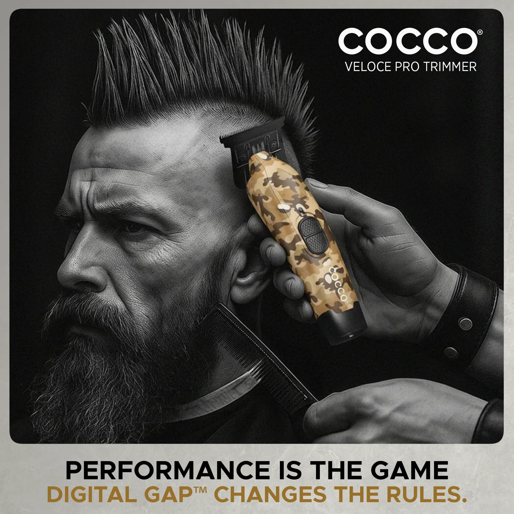 Cocco Hyper Veloce Pro Trimmer, Digital Gap Graphene Blade Edger, High Torque Brushless BLDC Motor, Cordless, design interamente in metallo, batteria agli ioni di litio, base di ricarica inclusa