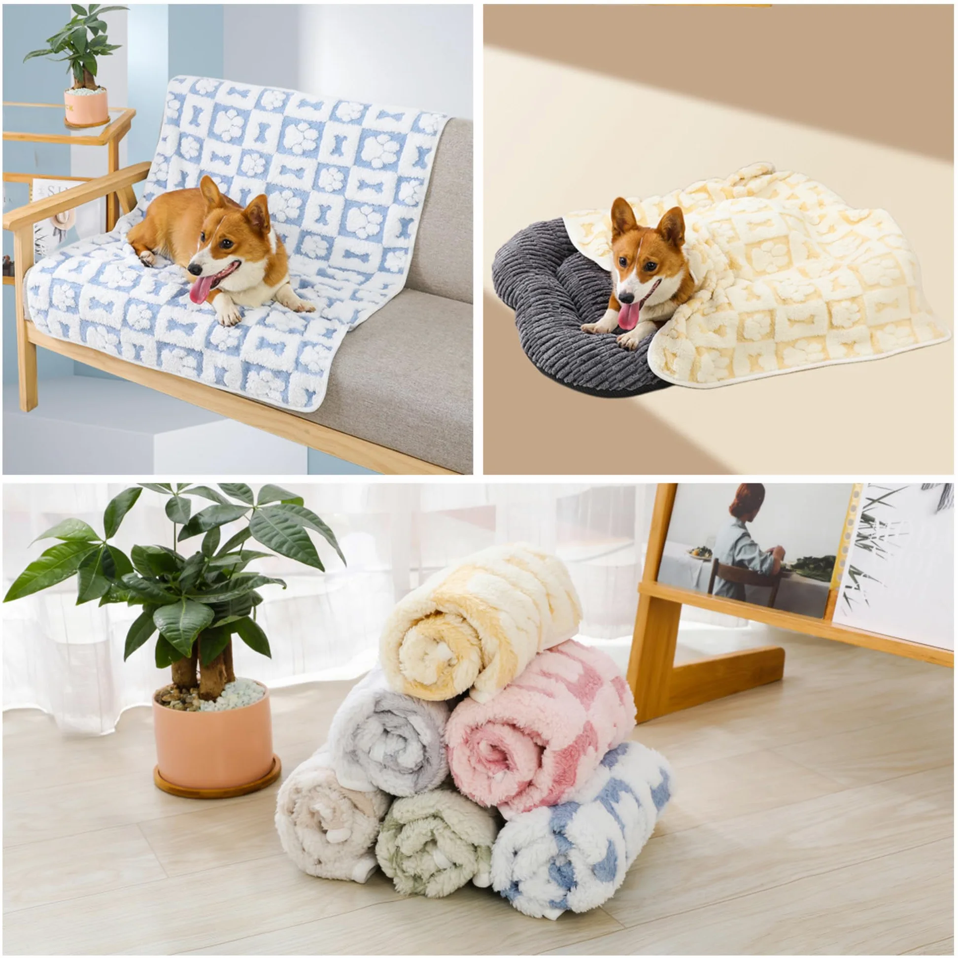 Confezione da 2 coperte calmanti per animali domestici, lavabili, per gatti e cani, con stampa di zampe, coperte calmanti per cani e gatti, coperte per cuccioli (160 x 100 cm, verde)