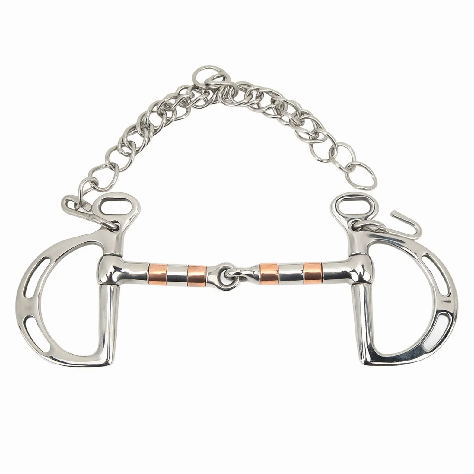 Filetto ad Anello a D per Cavallo, Morso per Cavallo in Acciaio Inossidabile con Catena in Rame, Filetto a Bocca di Cavallo da 125 mm, Design Resistente e Confortevole per Un