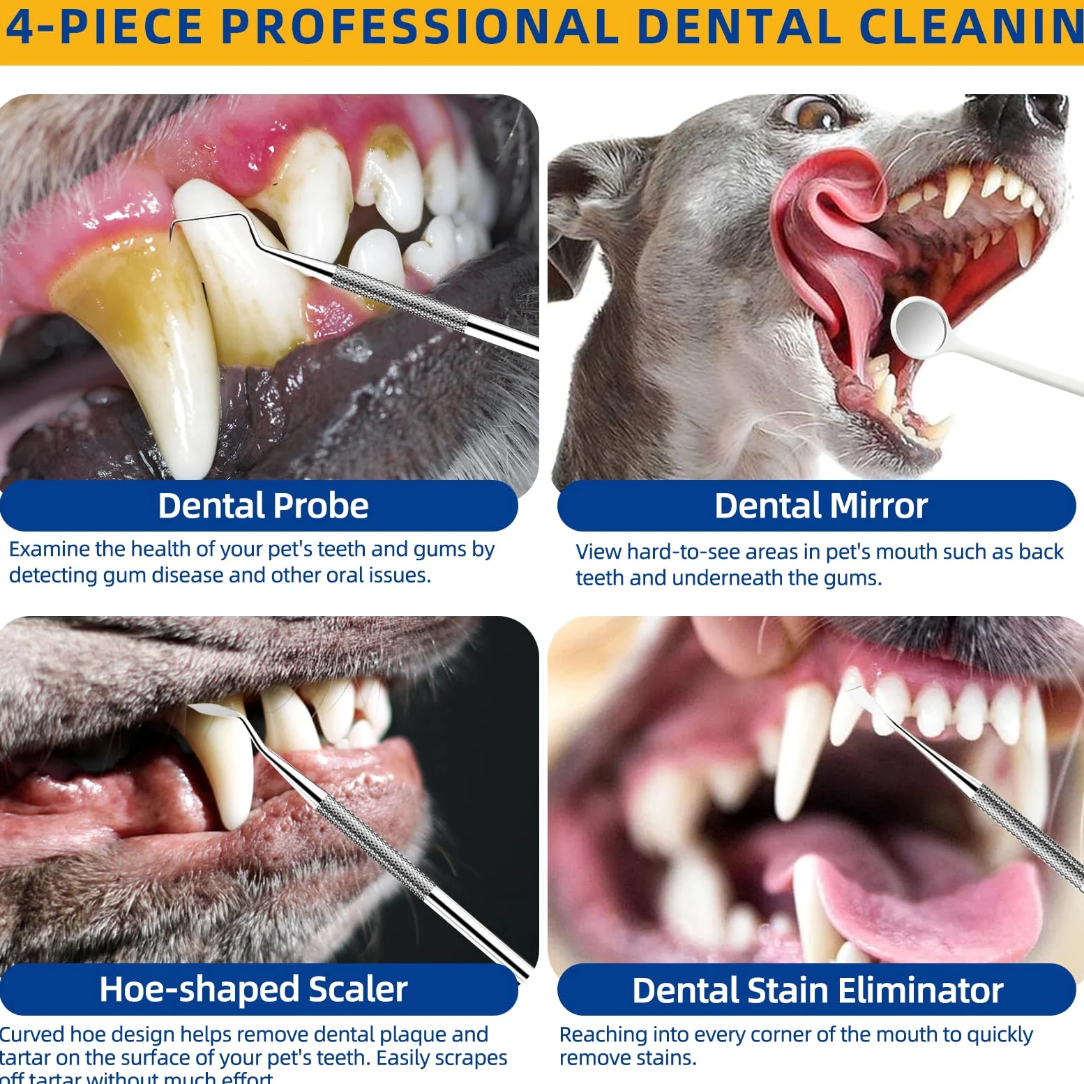 SLE Kit Pulizia Denti Cane per tartaro e Macchie, Adatto per Cani e Gatti, Spazzolino Cane per la Pulizia dei Denti, per Animali Domestici