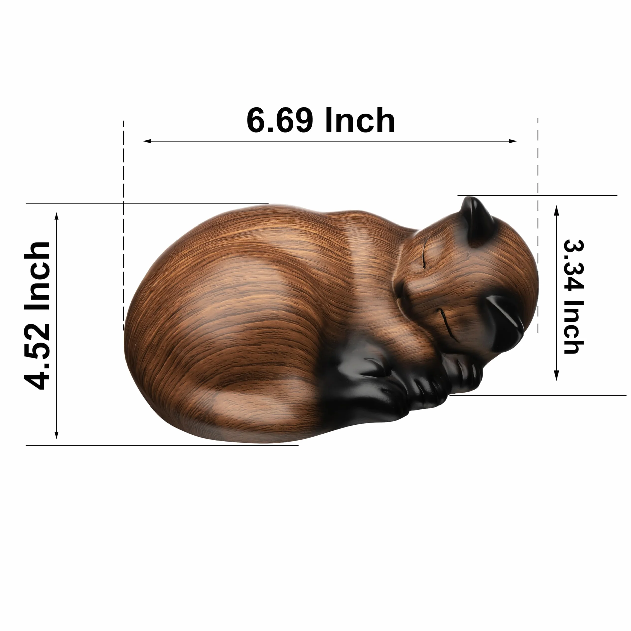 Urne per animali domestici, urna per gatti cremazione che dorme, urna per ceneri di piccoli animali, urna per piccoli animali domestici (noce nero)