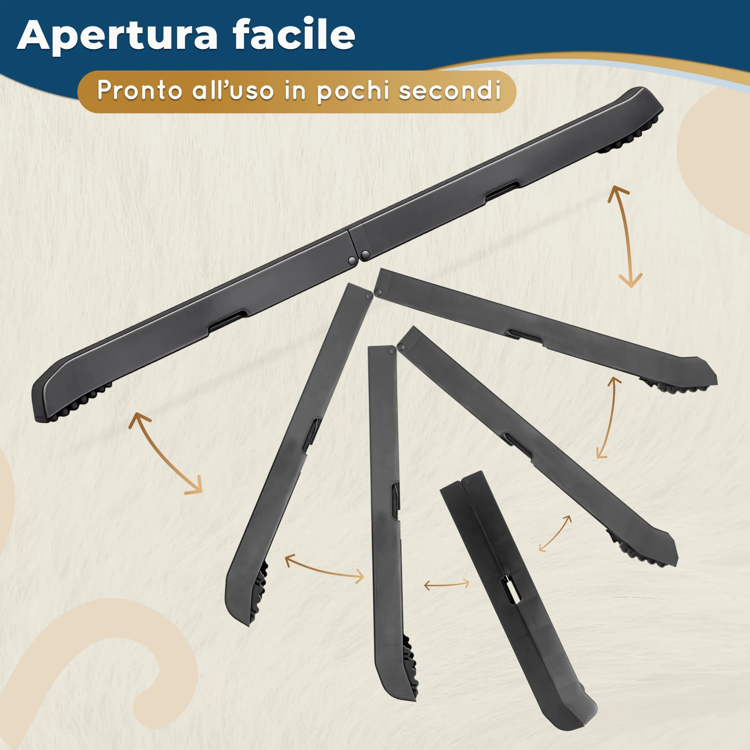 Rampa per Cani per Auto – STABILI – Rampa Antiscivolo in Gomma per Cani di Taglia Grande – 174 cm di Lunghezza & 38 cm di Larghezza – Scale per Cani Fino a 85 kg – Rampa Pieghevole per SUV – Nero