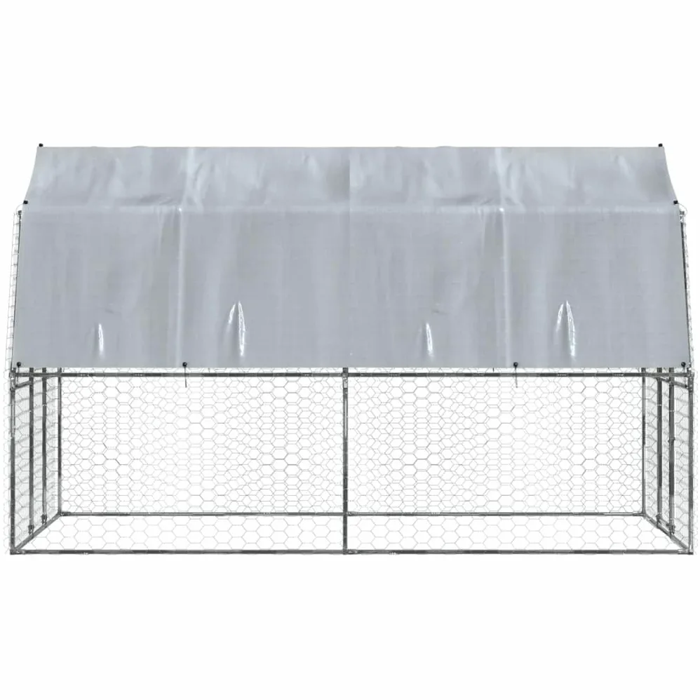 IKAYAA Recinto per Cani da Esterno Box per Cani con Tetto e Anta Kennel per Cani da Esterno Gabbia Cani in Acciaio Zincato-375 x 285 x 230 cm