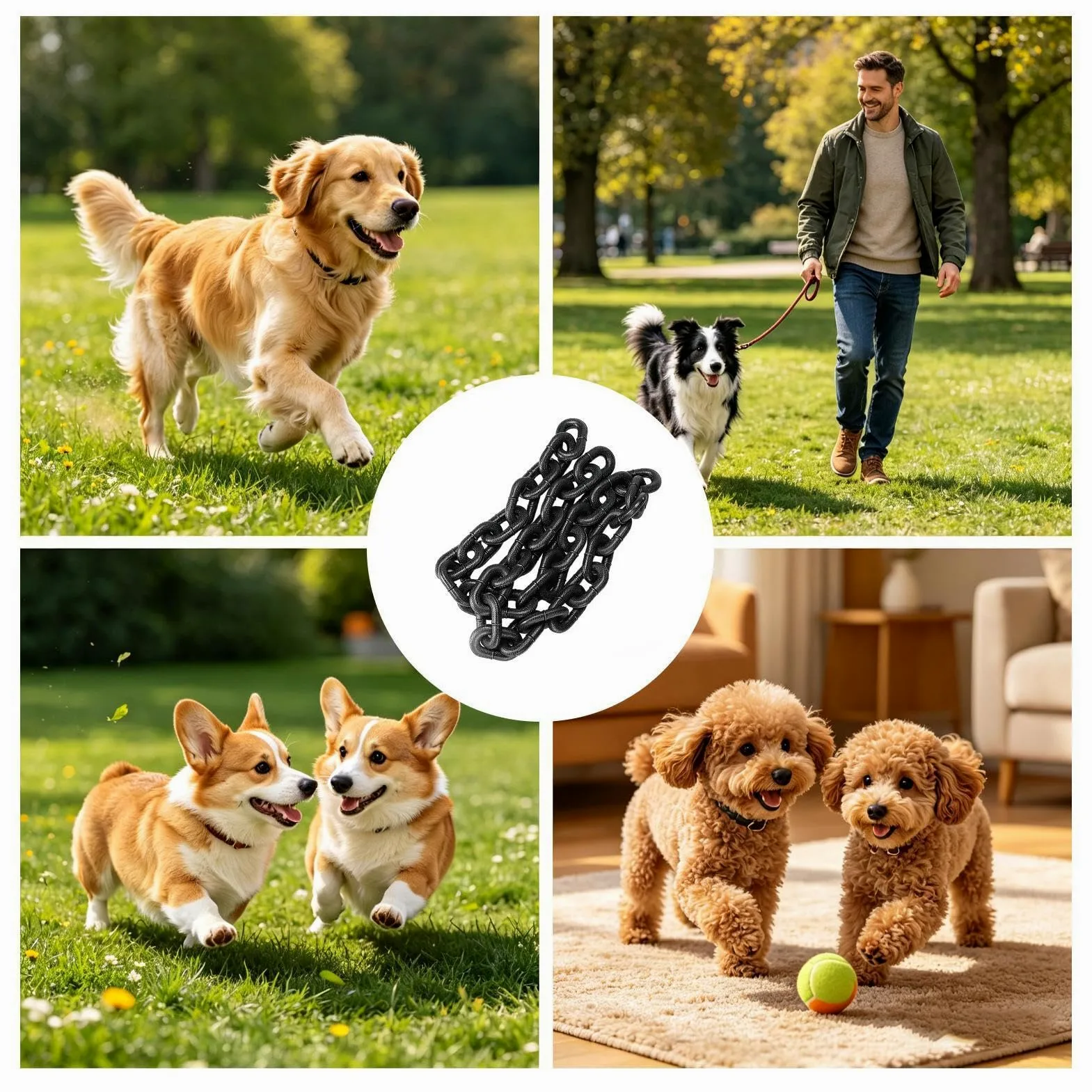 Guinzagli per cani da cortile Corda da passeggio a forma di catena di ferro | Cavo da cane per giardino, , , viaggio, escursionismo, campeggio, spiaggia, cortile, esterno
