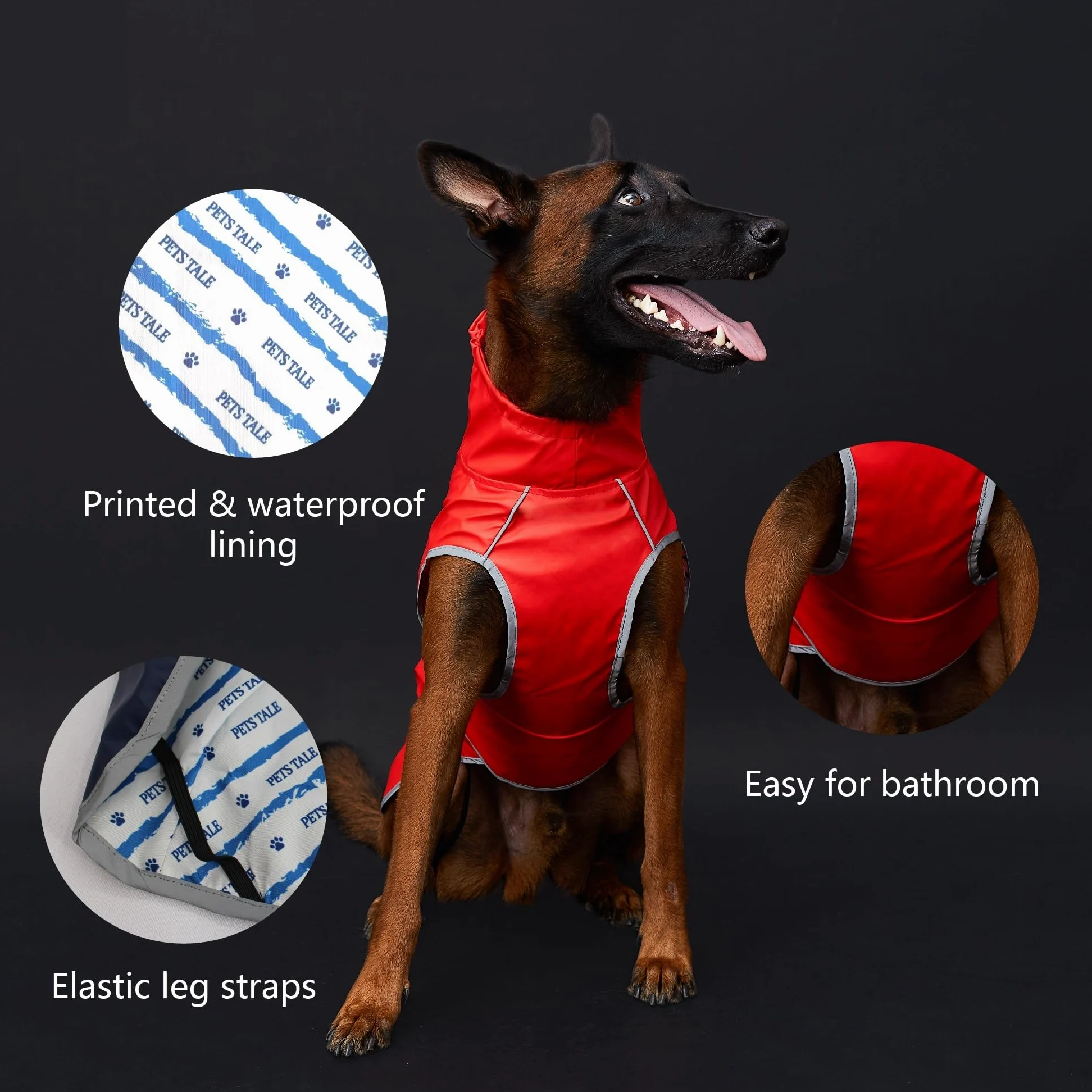 Impermeabile for cani impermeabile con strisce riflettenti e cappuccio regolabile - rosso, giallo, blu navy(YELLOW,3XL)