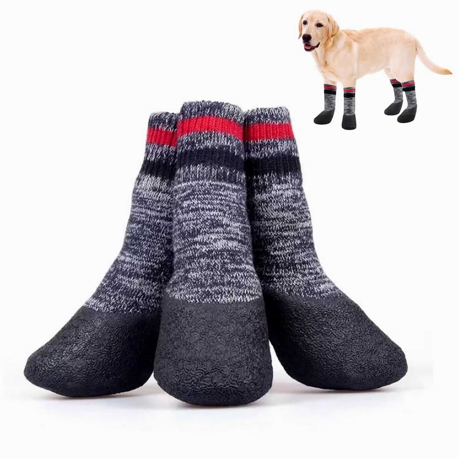 Calzini Antiscivolo per Cani, Scarpe Impermeabili per Cani da Indossare in Interni Ed Esterni, Calzini Antiscivolo per Cani Stivali Protezione Antiscivolo per Zampe di Cane,L