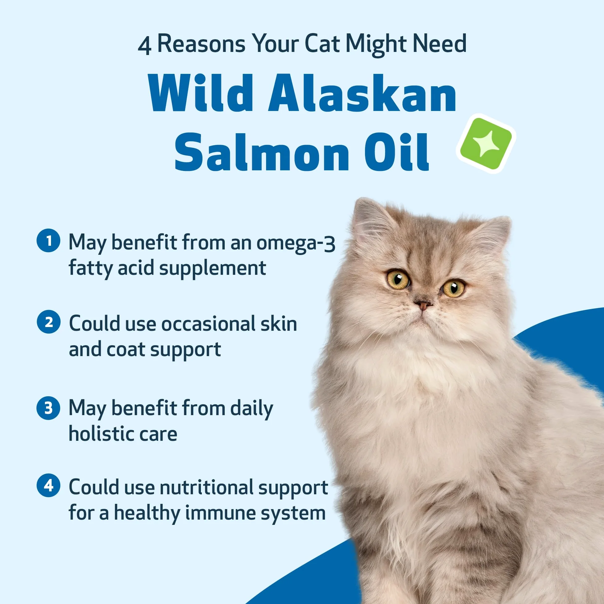 Pet Wellbeing Olio di salmone selvatico dell'Alaska per gatti, olio di pesce omega-3 catturato in natura, lavorato a freddo, per pelo e pelle sani, mobilità e forza articolari, EPA, DHA, 236 ml