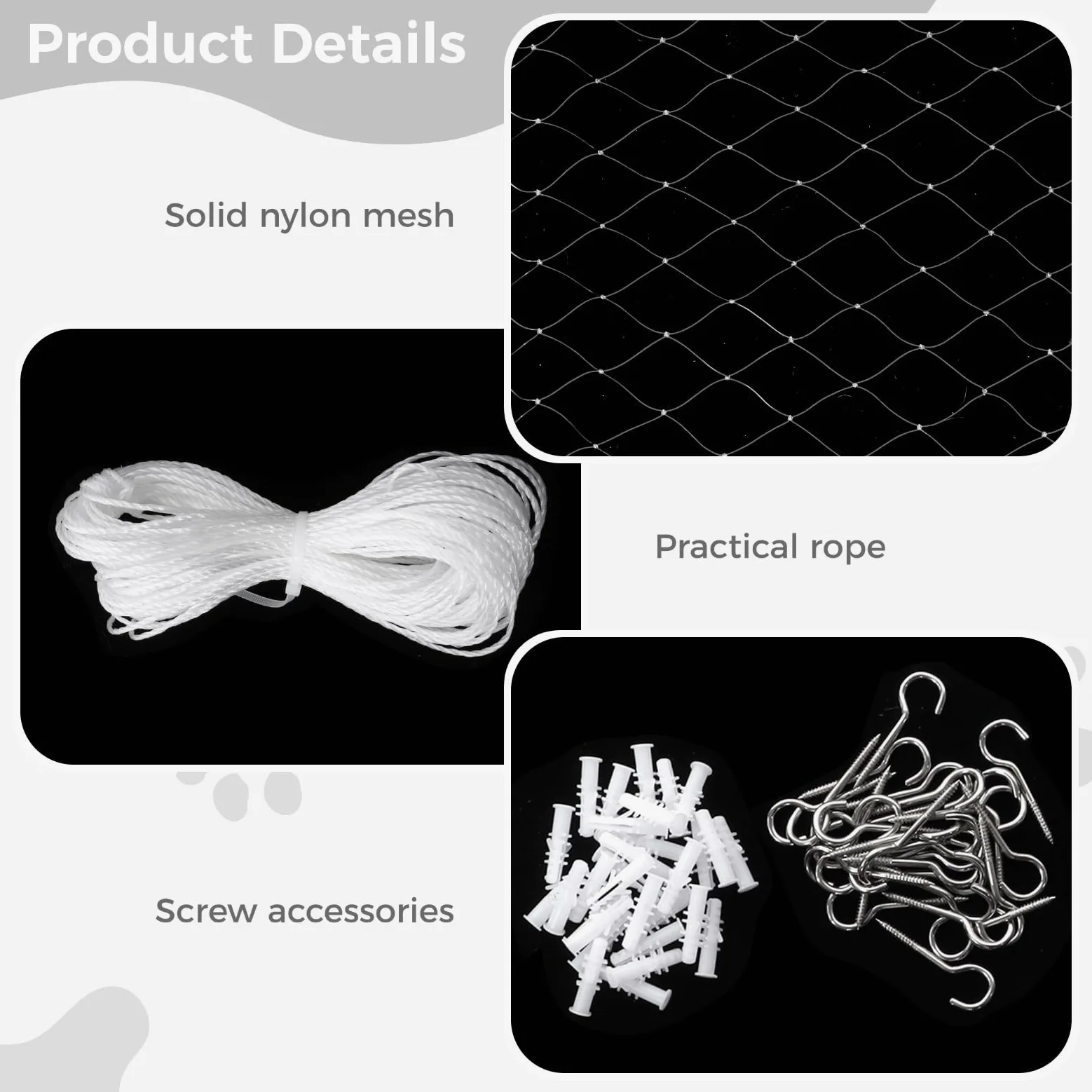 Rete di sicurezza per animali domestici, in nylon, per balcone, gatti e uccelli, per giardino, finestra, scale, 3 x 6 m