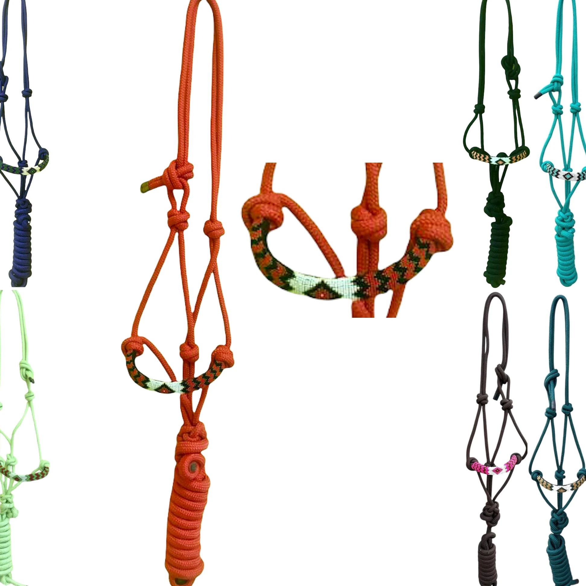 Majestic Ally Capezza imbottita in corda intrecciata con perline e guinzaglio abbinato da 25,4 m (rosso)