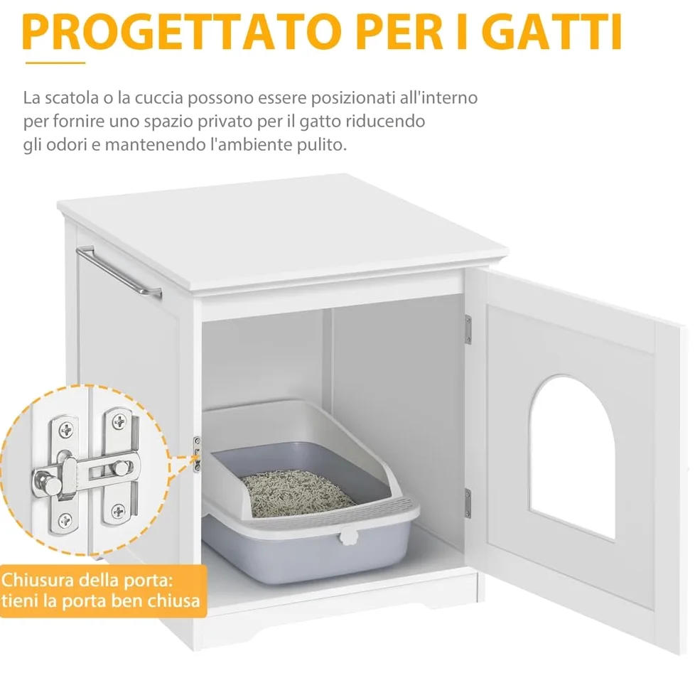 Yaheetech Casetta per Gatti Cuccia per Animali Domestici in Legno da Giardino Cuccia per Gatto Mobile Lettiera Multiuso Armadietto Nido per Gatti Cani 48,5 x 51 x 51,5 cm