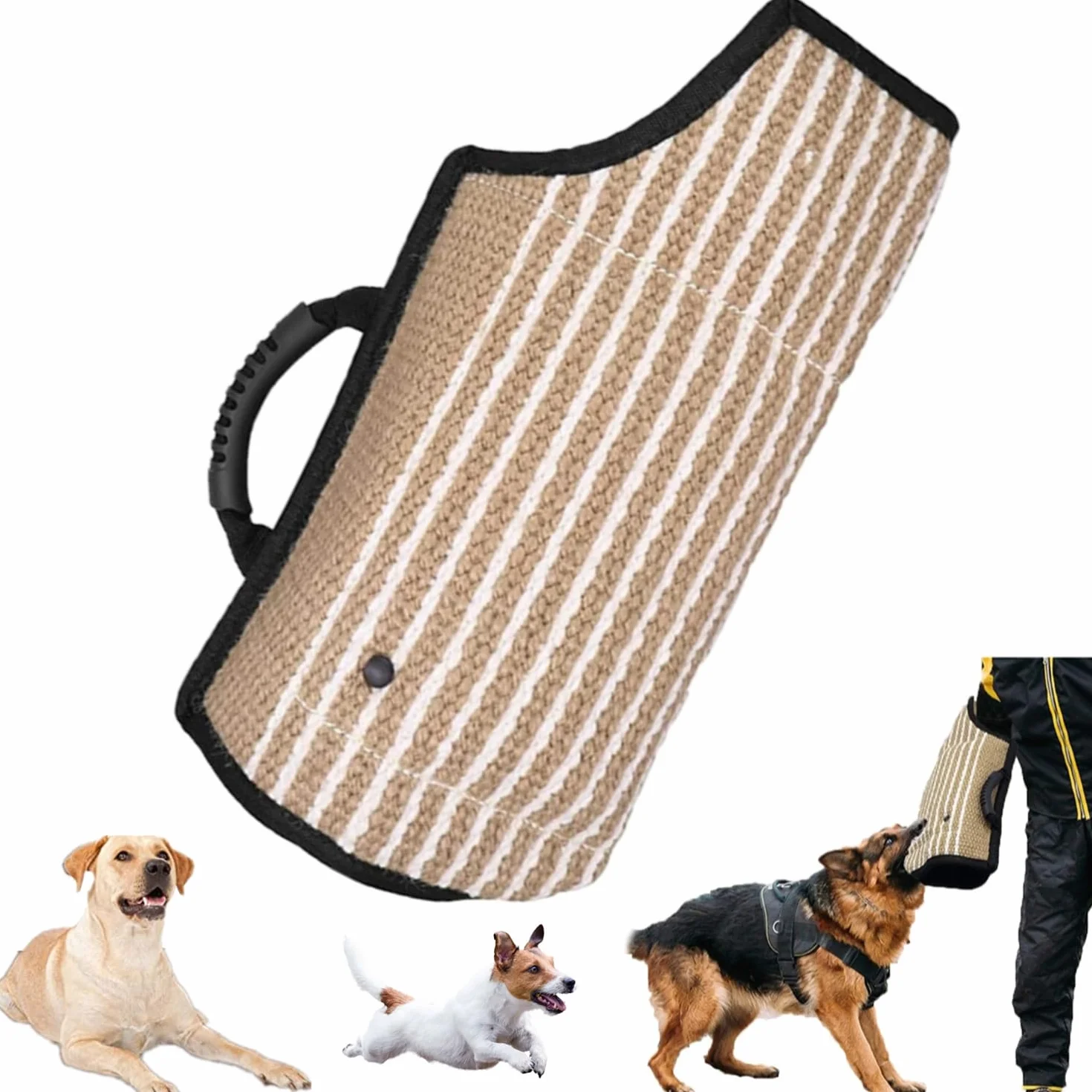Kit di Allenamento per Cani Protezione per Braccia Manicotto di Protezione di Juta per Addestramento di Cani Accessori Educativi per Cani di Taglia Grande e Media Manico per Morso di Cane
