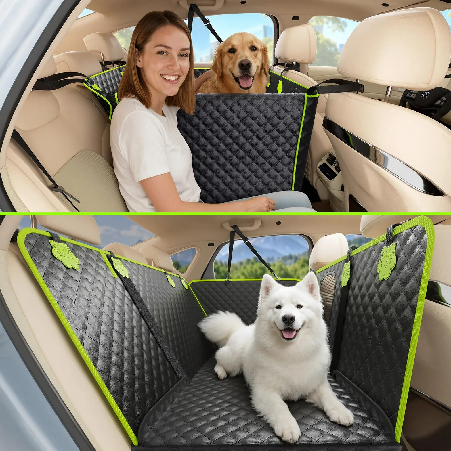 Pecute Coprisedile Auto per Cani 2 in 1, Impermeabile e Anti-Graffio con Base Rinforzata 150kg, per Viaggi e Usi Quotidiani