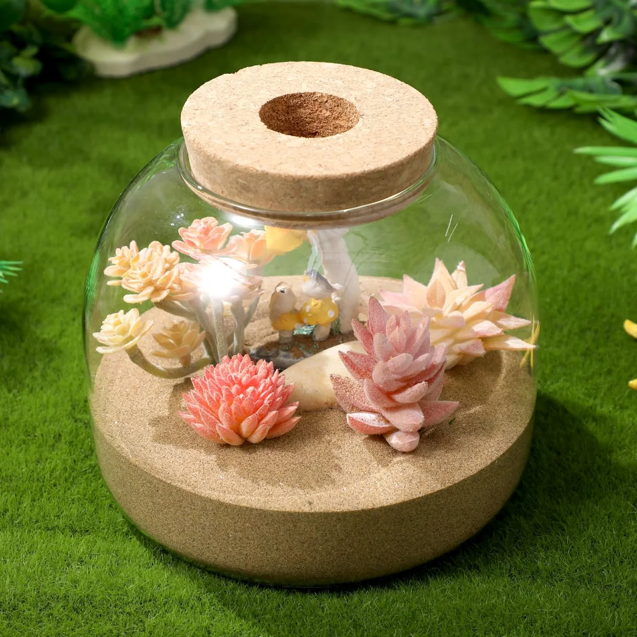 ULTECHNOVO Vaso Per Terrario in Vetro Con Tappo in Sughero Contenitore Per Piante Idroponiche E Micro Paesaggi Bottiglia Decorativa Per Piante Succulente Felci Bromelie Decorazione Casa Ufficio