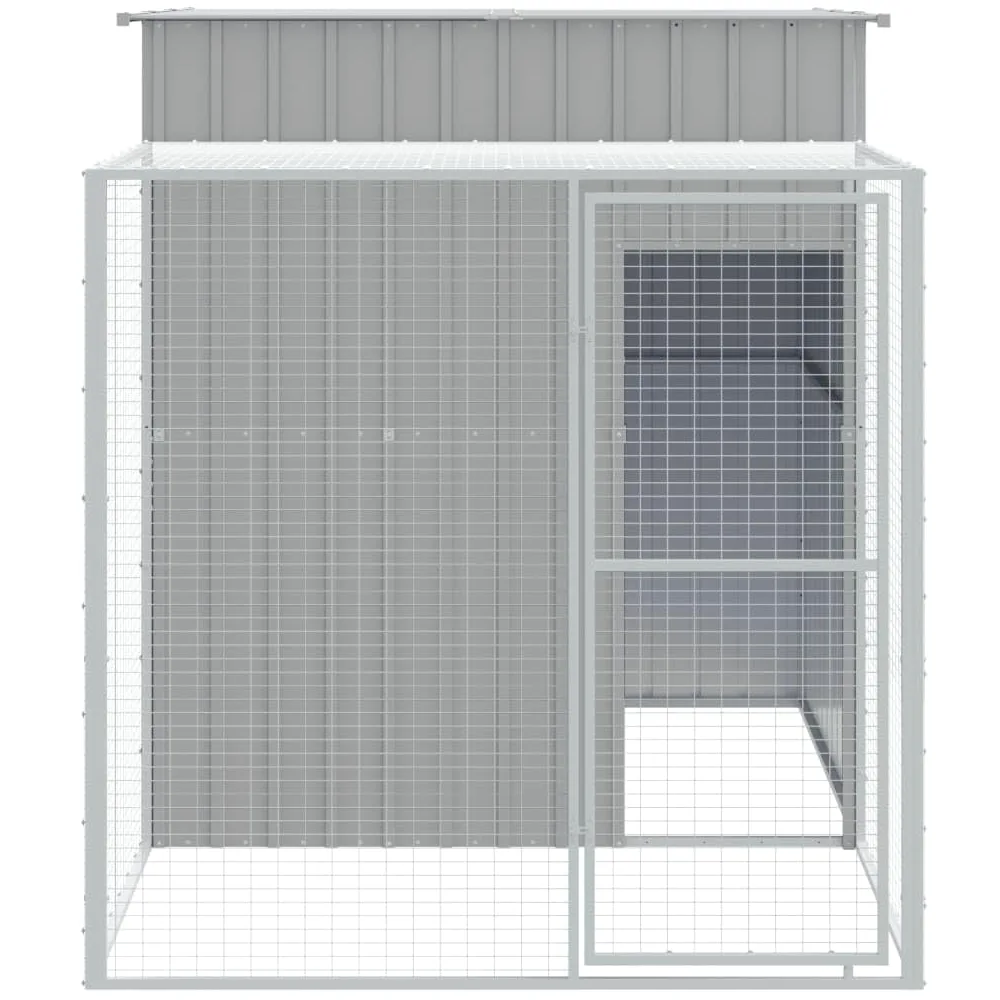 BAZZI Casetta per Cani da Esterno Box Cani Esterno Cuccia Cane Esterno Recinto per Cani in Acciaio Zincato Grigio Chiaro 165x251x181 cm