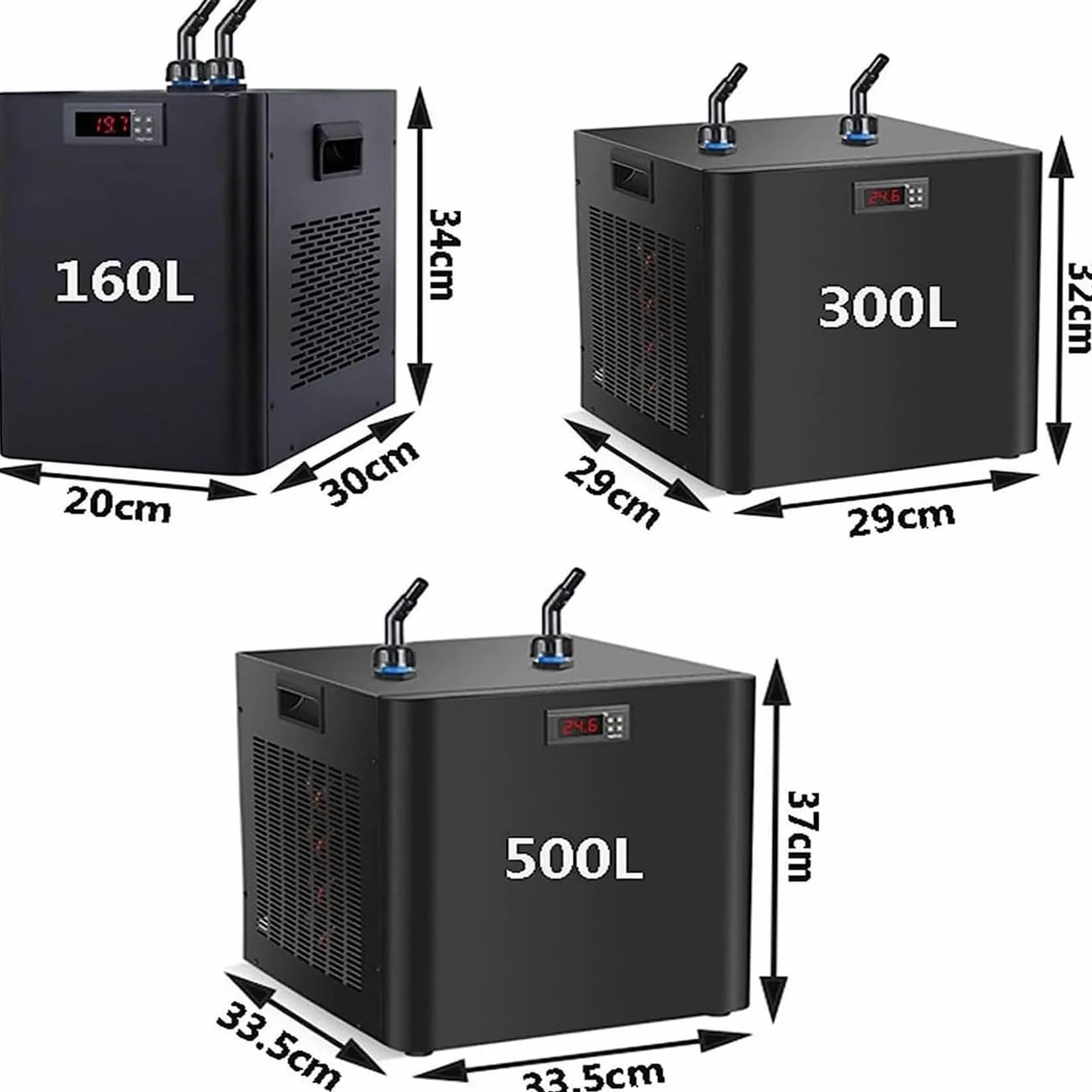 ZUMAHA Macchina per Il Raffreddamento dell'Acqua Dell'Acquario Commerciale 160l/300l/500l Refrigeratore d'Acqua Idroponico Intelligent Constant Fish Tank Chiller, Acqua Dolce/Salata con Pompa,300L