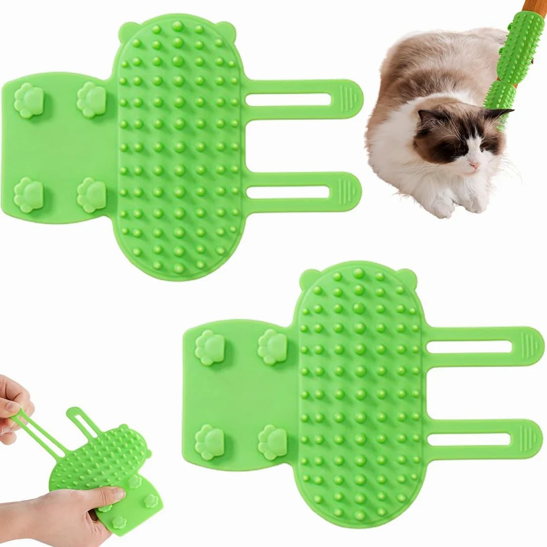 2pz Spazzola per Gatti Autopulente, Pettine per Massaggio Angolo Parete per Gatto,Massaggio per Gatti Regolabile Graffi per Viso Gatto per Gambe Tavolo Struttura Arrampicata Guanto Spargimento