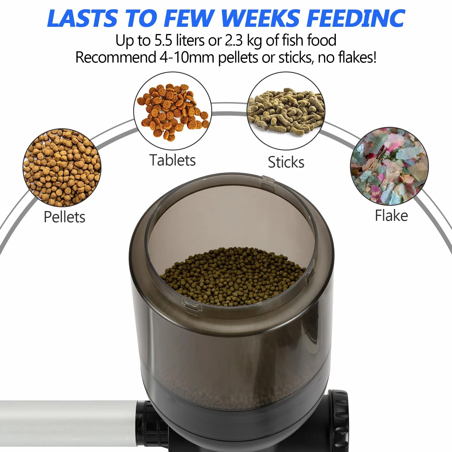 hygger Mangiatoia Automatica,Large Programmabile Alimentatore Automatico per Pesci con LCD Display Controller,Distributore Automatico 5.5 litris Pond Fish Feeder Koi for Weekend Holiday