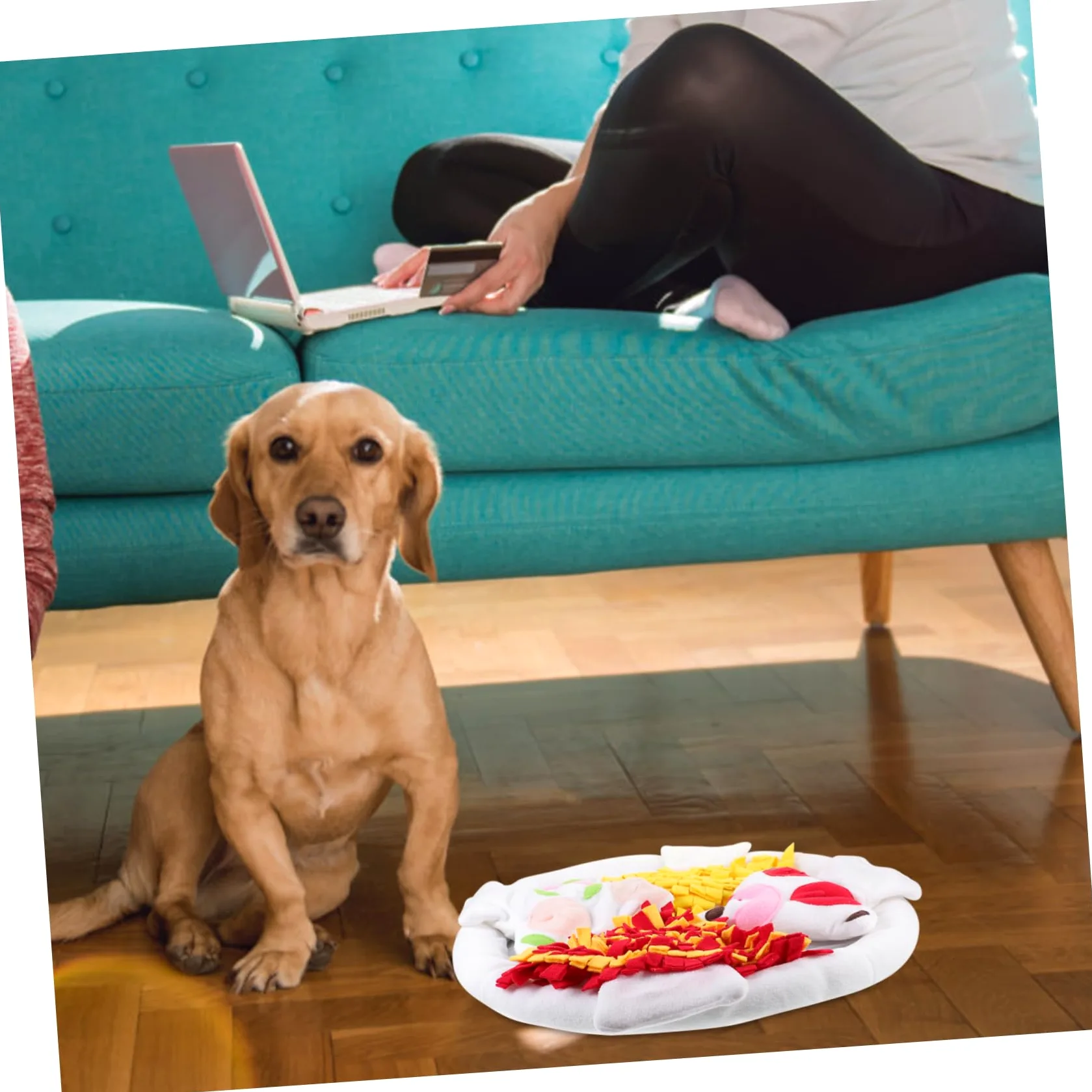 BESPORTBLE Tappetino Snuffle per Cani Forma Pizza in Polar Fleece per Allenamento Alimentare Lento e Masticazione
