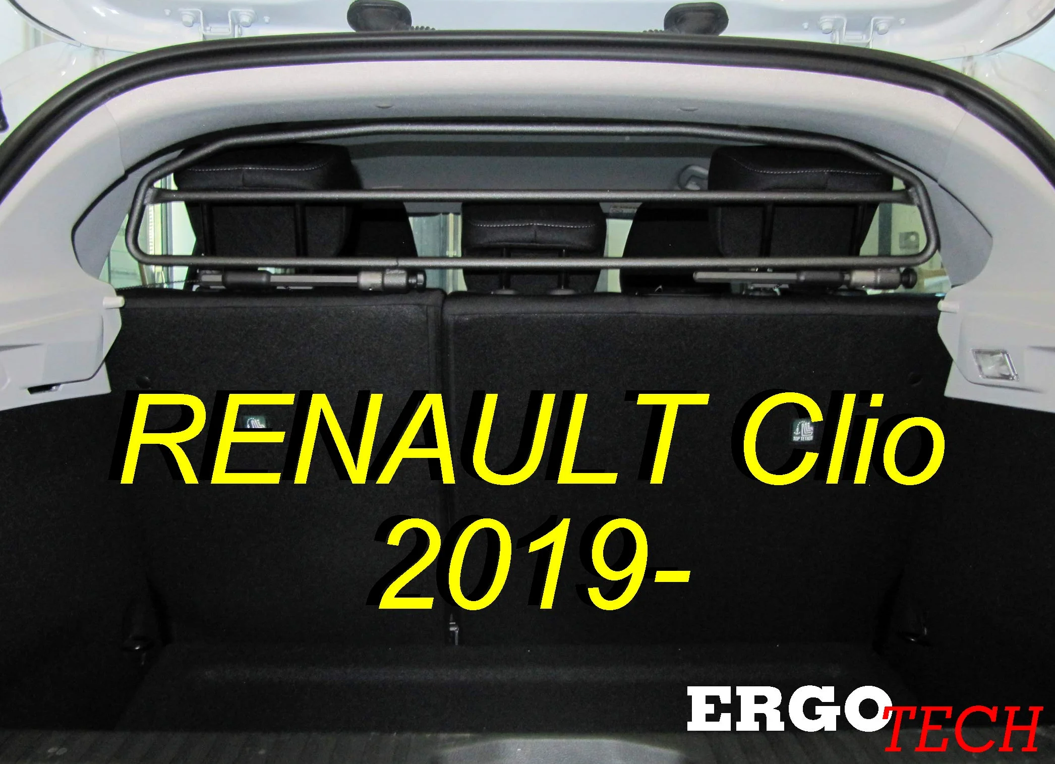 ERGOTECH Divisorio Griglia Rete Divisoria per Renault Clio (dal 2019 in Poi) RDA65HBG-2HXXS, per Trasporto Cani e Bagagli