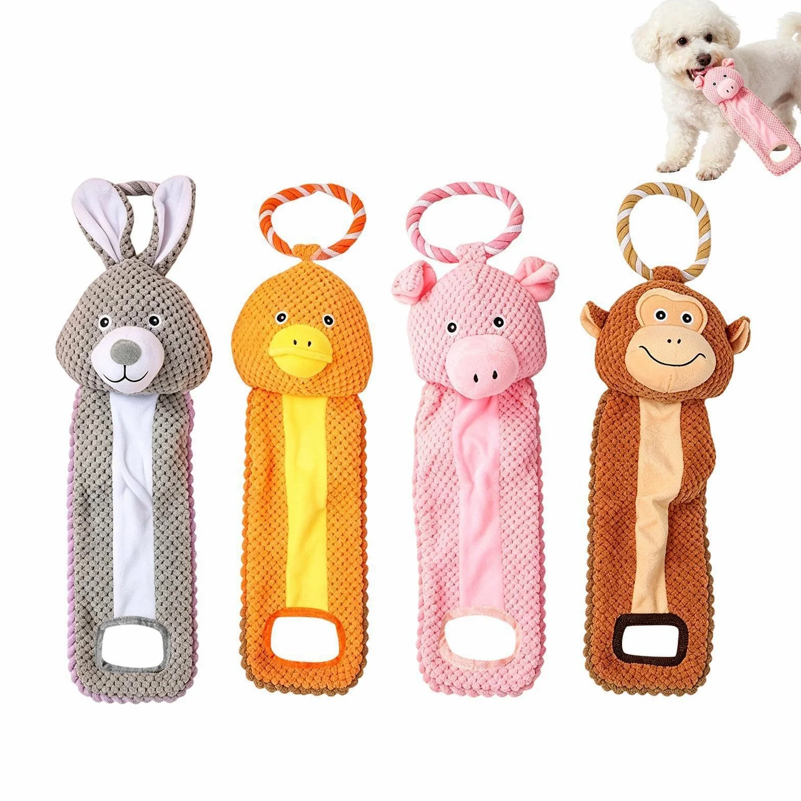 Giocattoli da masticare per cuccioli durante la dentizione, interattivi, per la cura occupata, giocattoli di peluche resistenti per cuccioli da masticare, per casa, viaggi, auto, tiro alla corda noia
