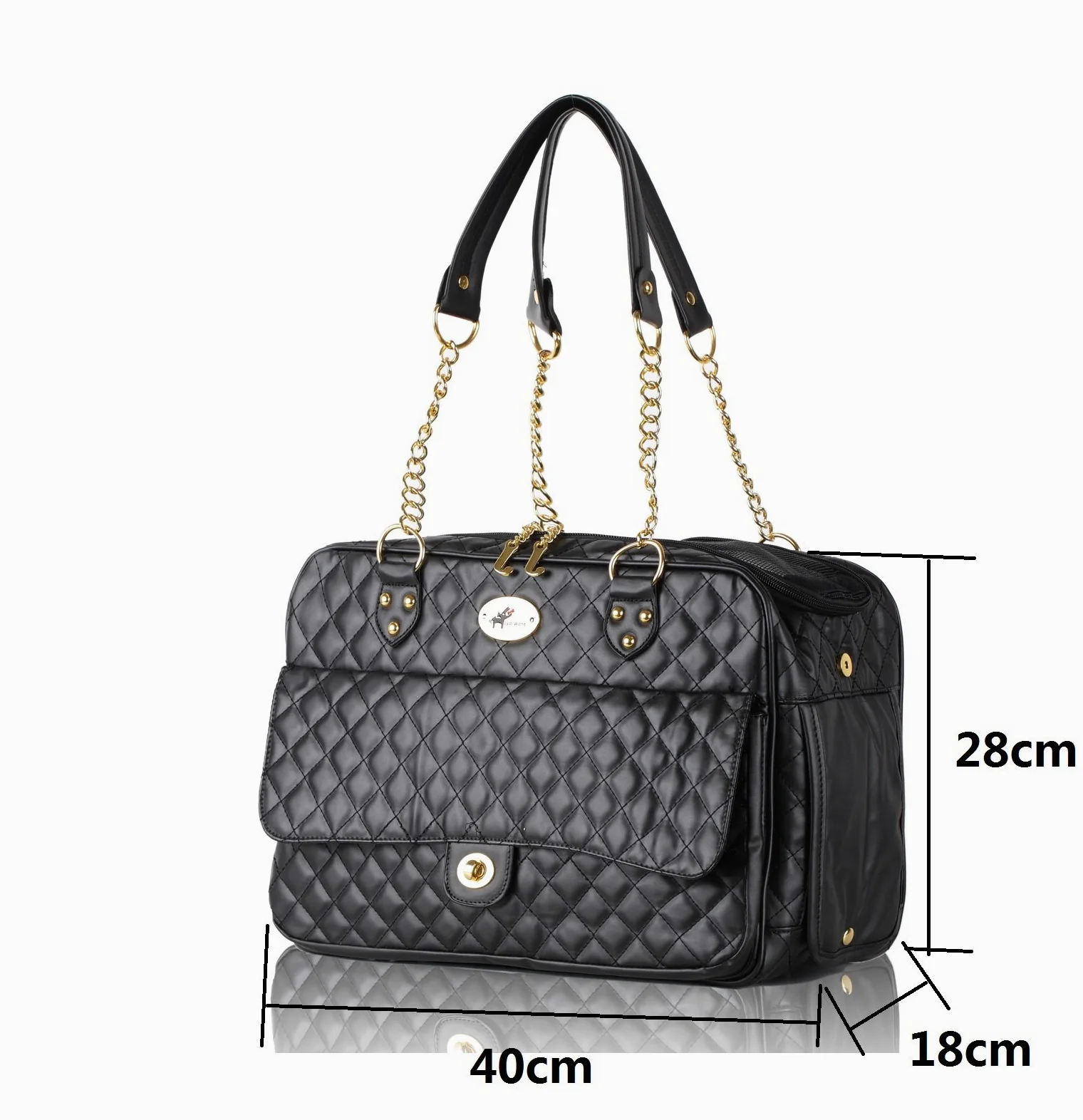 trasportino per cani, per gatti, borsa per trasporto di cane e gatto, fino a 4,5 kg, 40 x 18 x 28 cm, GB012BK