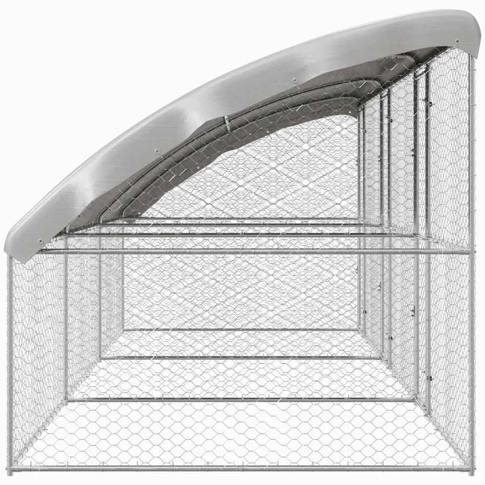 Set di 3 gabbie per cani, colore argento, 600 x 200 x 200 cm | Ampio recinto da giardino con tettuccio protettivo e sistema di bloccaggio per esterni.