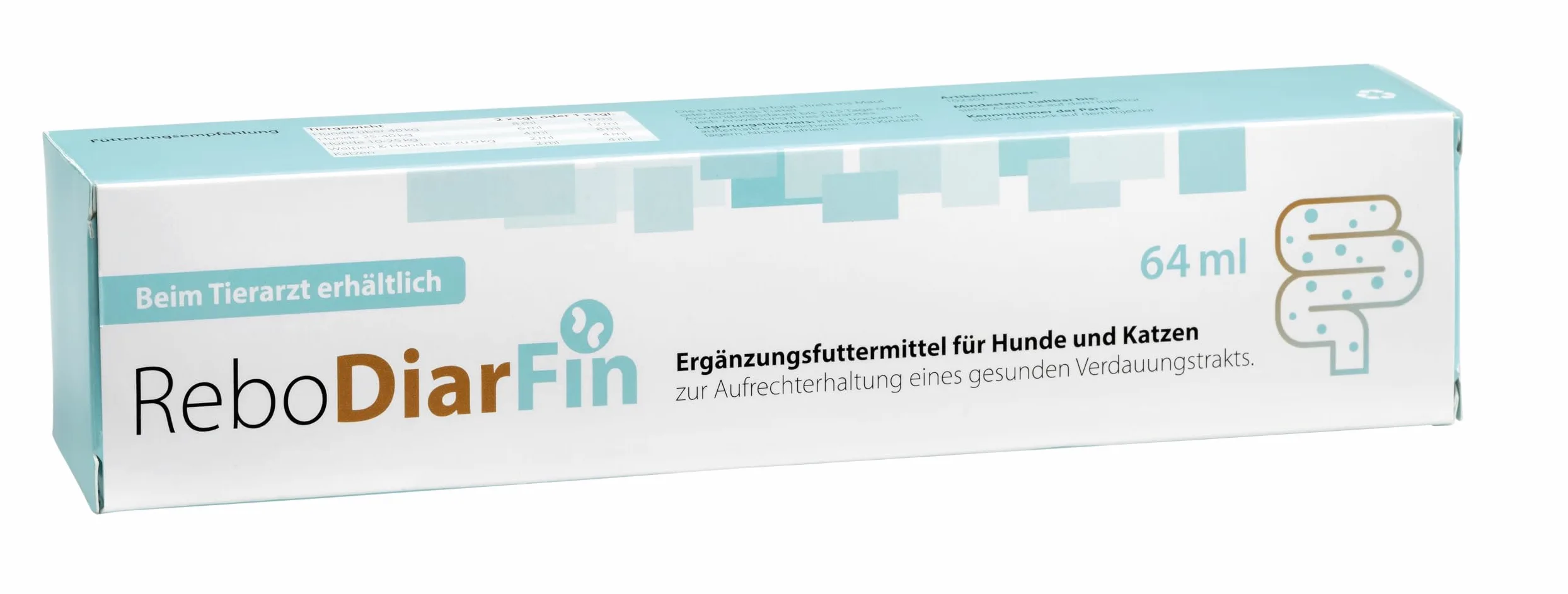 Pasta digestiva ReboDiarFin per cani e gatti 64 ml: supporto per indigestione, con pectina e caolino, arricchito con peptide di glutammina, mix probiotici e prebiotici