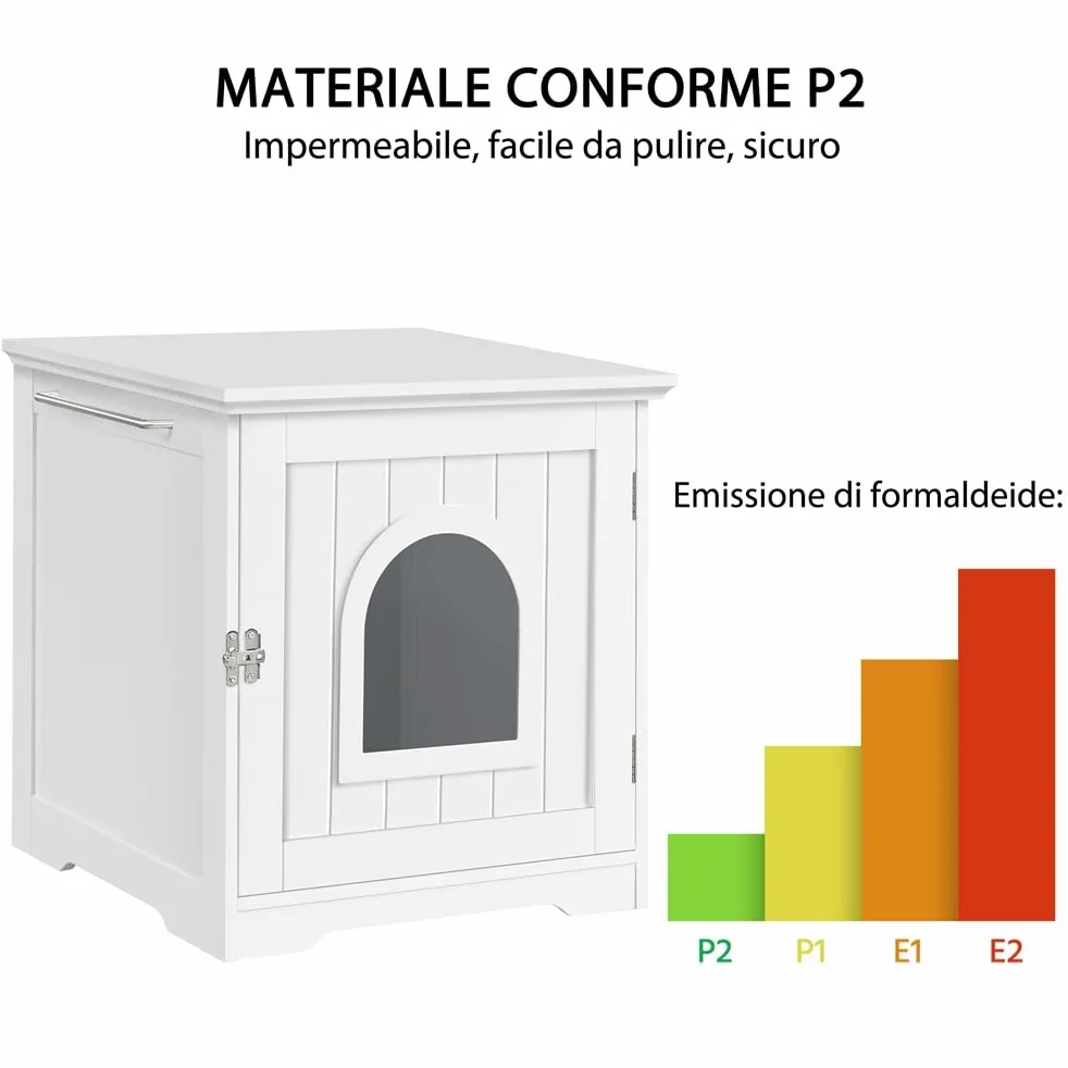 Yaheetech Casetta per Gatti Cuccia per Animali Domestici in Legno da Giardino Cuccia per Gatto Mobile Lettiera Multiuso Armadietto Nido per Gatti Cani 48,5 x 51 x 51,5 cm