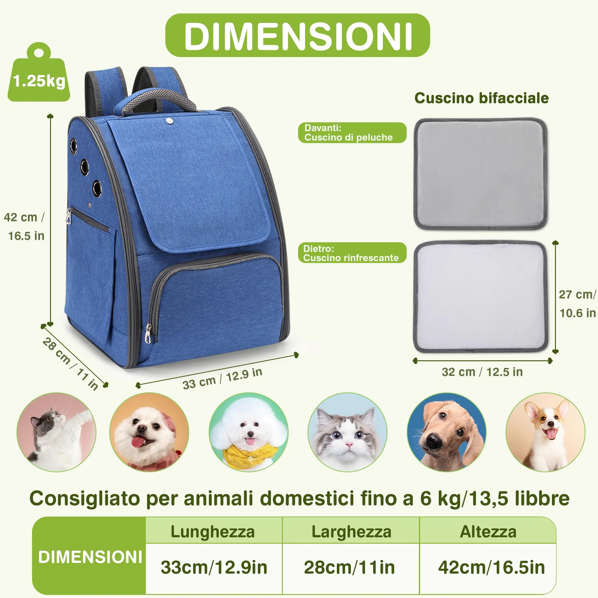 ALLSOPETS Zaino per Cani, Trasportino Gatto Zaino Pieghevole e Traspirante per Cani e Gatti con Tendine Parasole Ideale per Viaggi Escursioni e Campeggio (Blu Reale)