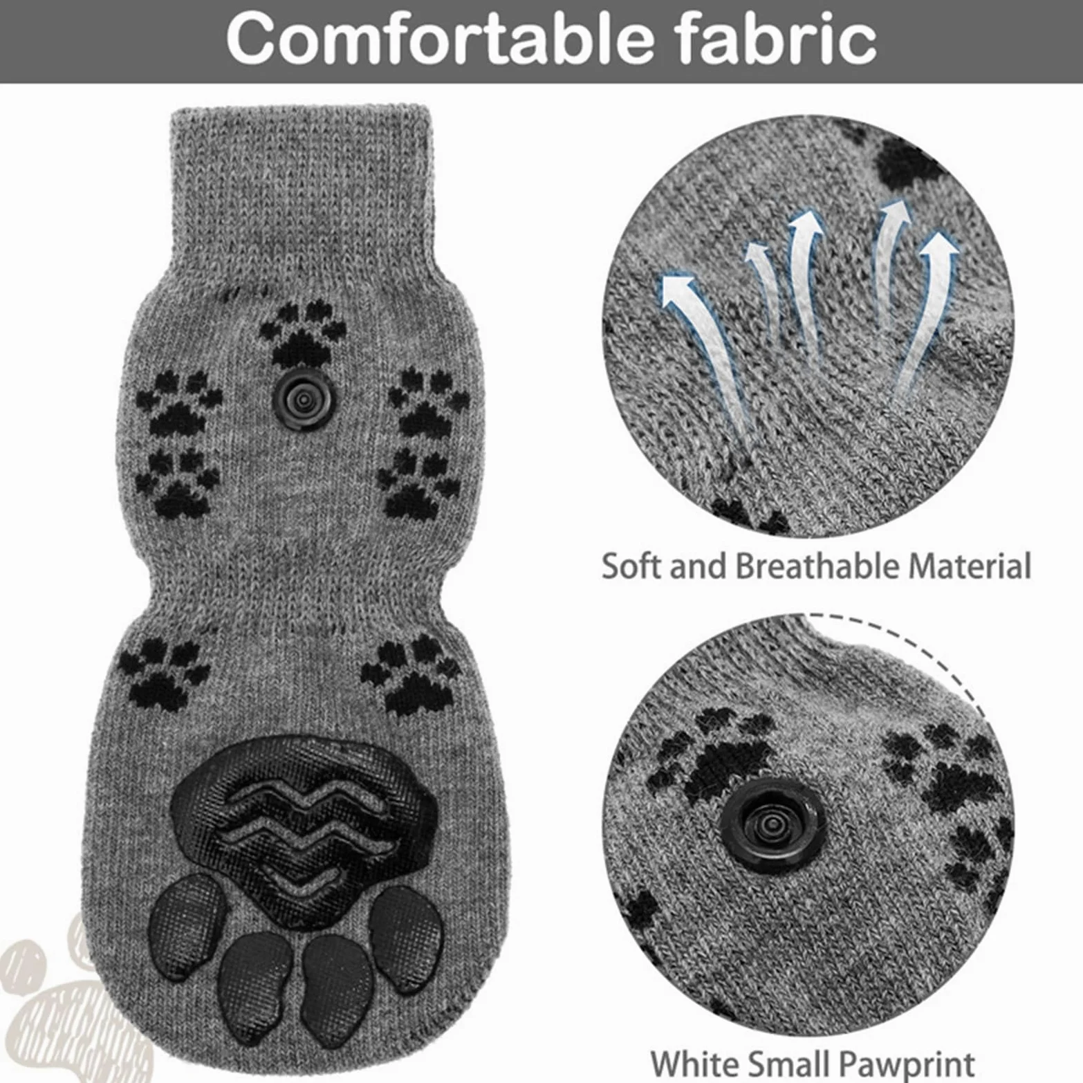 Calzini Antiscivolo per Cani Pavimenti in Legno Scarpe Evitare Che Le Protezioni Zampe degli Animali Domestici Si Lecchino E Scivolino,Grigio,L