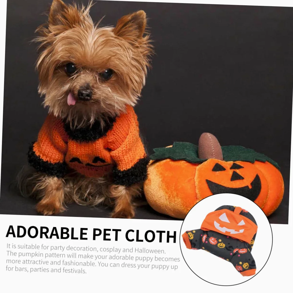 HMJGDHX 2 Pezzi Cappotto per Abbigliamento per Costumi per Animali Domestici per Halloween Cosplay Vestiti di Zucca per Cani Orecchie per Cani per Giacca per Cuccioli