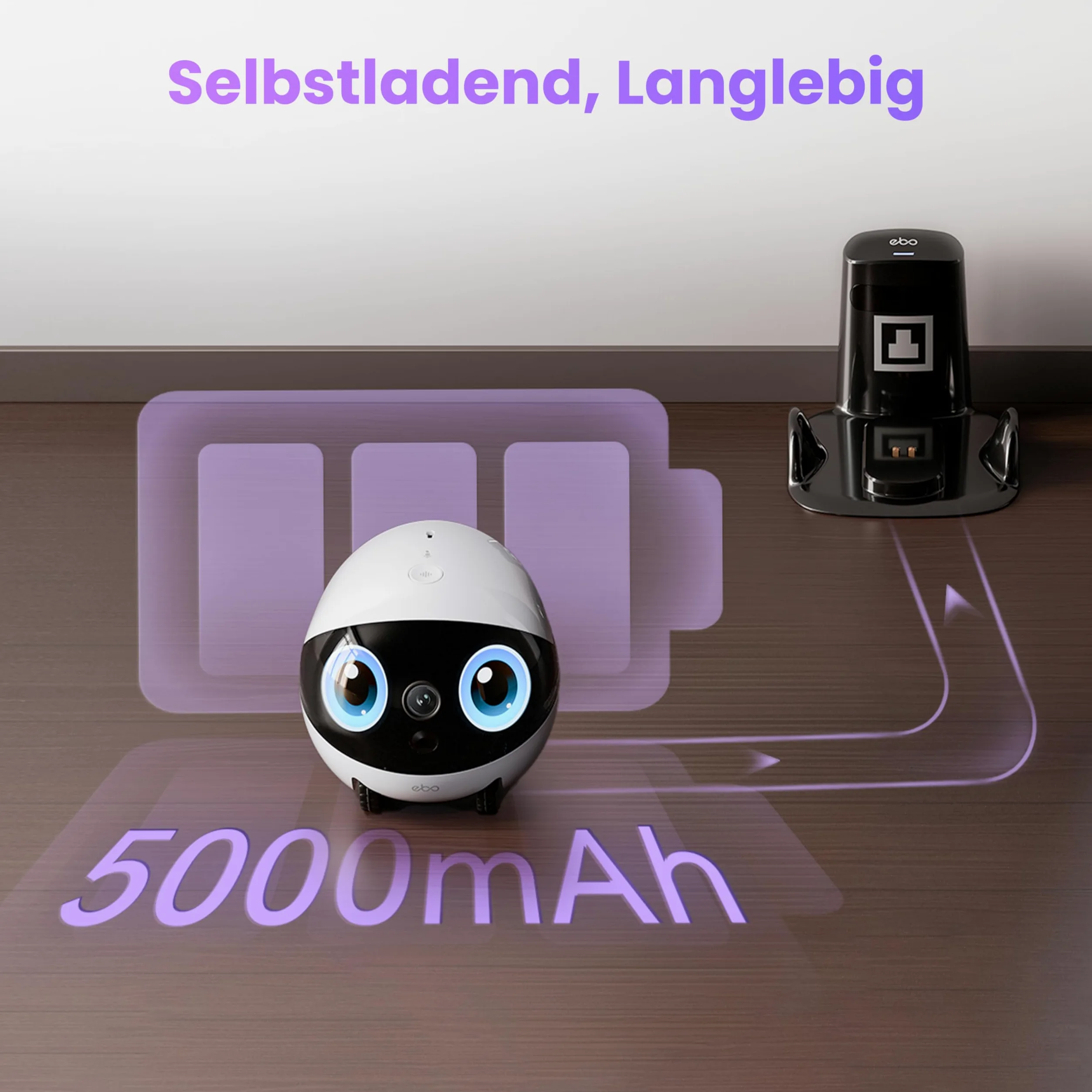 Enabot EBO Air 2 Plus FamilyBot, robot interattivo, sorveglianza domestica mobile 3K, telecamera di sorveglianza con chat AI (chatGPT) e pattuglia auto e audio e videochiamate bidirezionali (nebbia