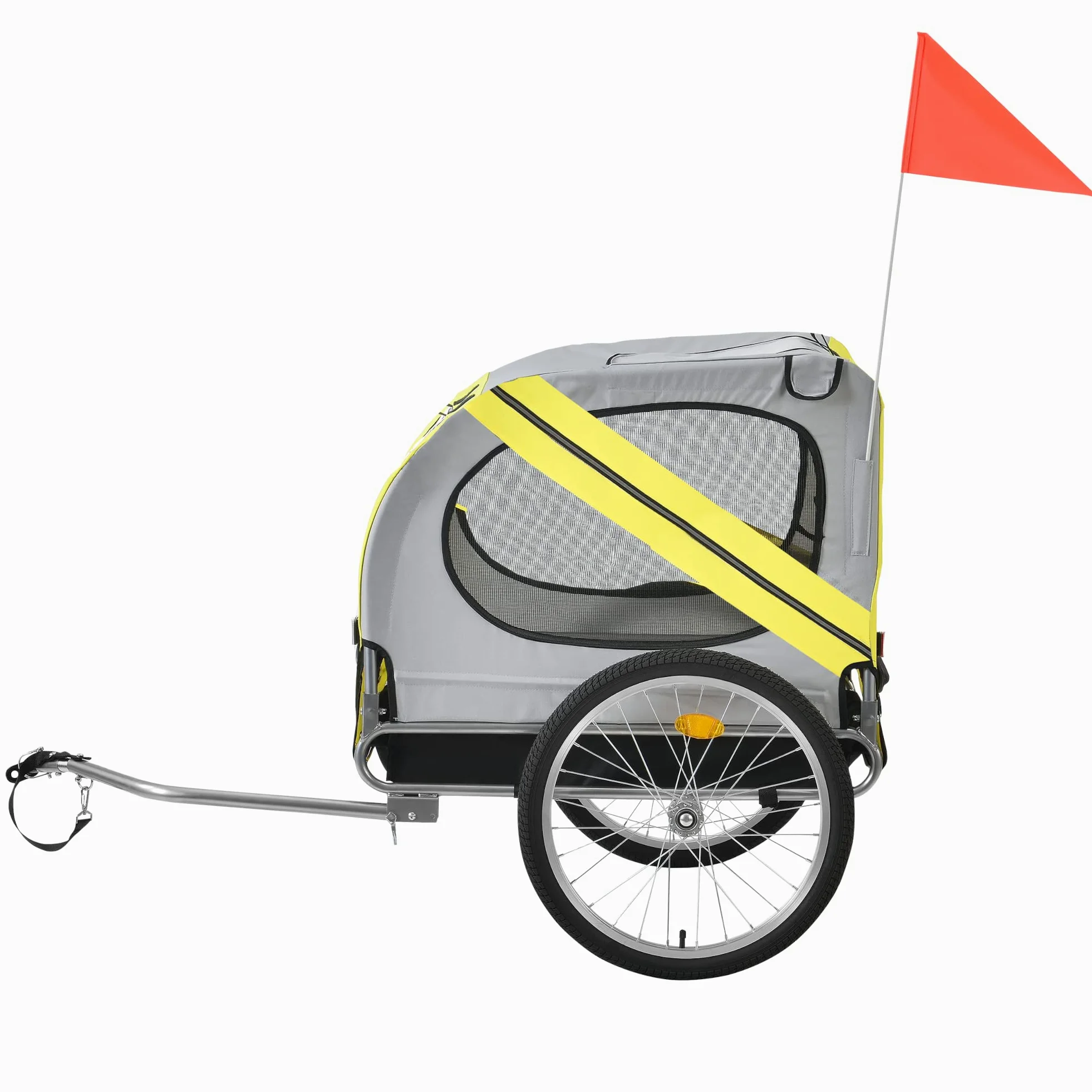 pro.tec Rimorchio per Bicicletta per Trasporto Cani 138 x 71 x 90 cm Carrello per Trasporto Animali Domestici Carico Max.26 kg - Giallo-Griggio-Nero