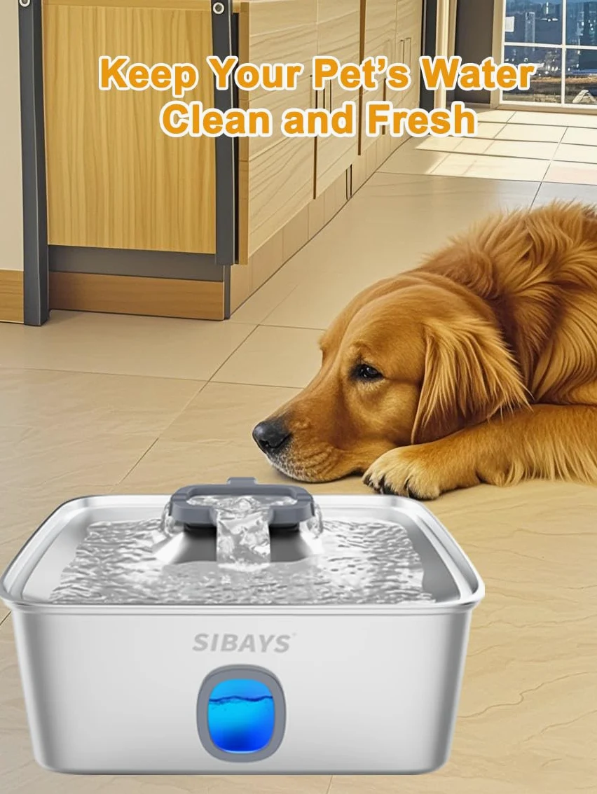SIBAYS Filtri per fontana d'acqua per gatti, 15 l, ricambio per filtri per fontana d'acqua per cani, realizzati in carbone attivo e cotone PP, confezione da 8 filtri, confezione da 8 spugne pre-filtro
