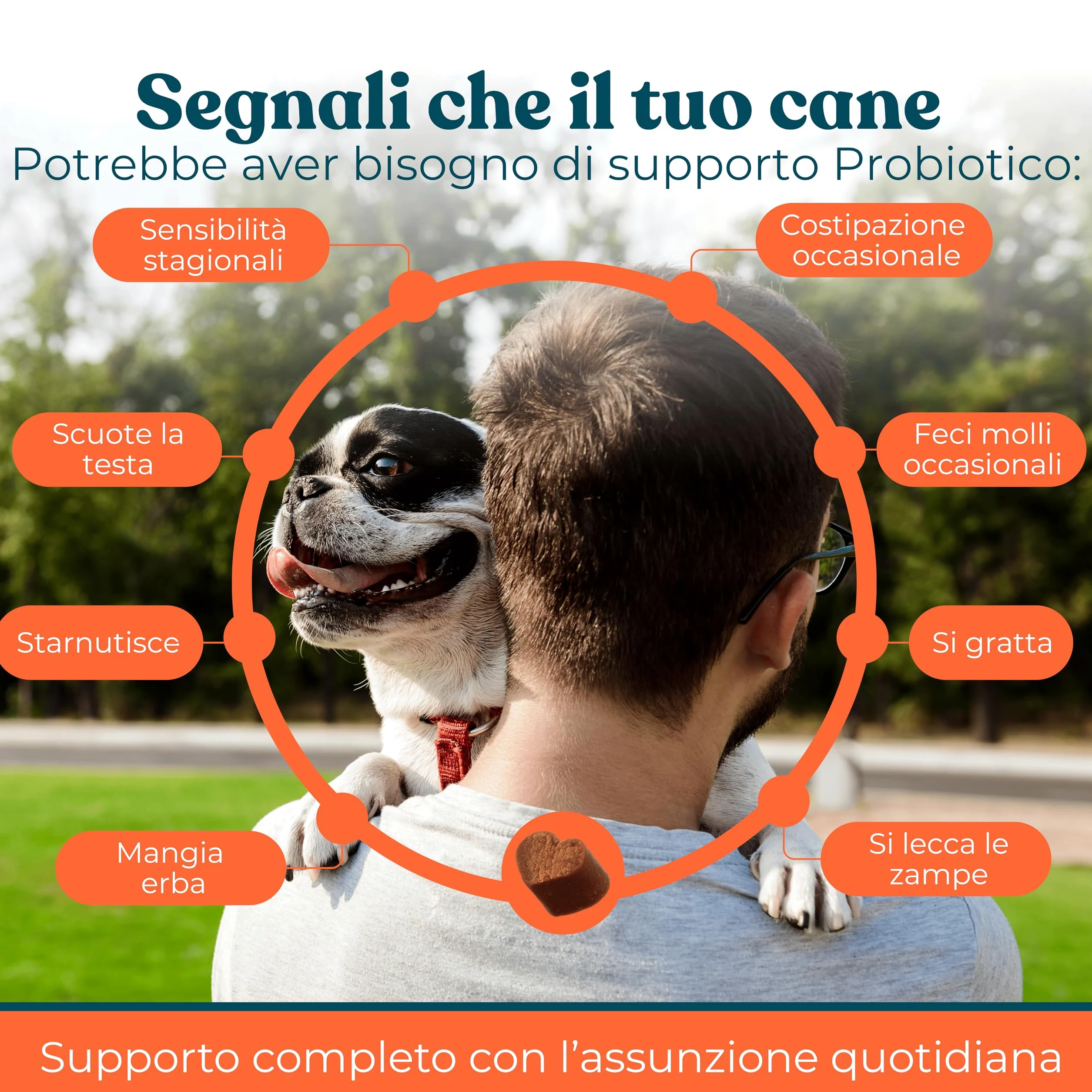 Probiotico per Cani Gusto Manzo - Integratori Probiotici per Cani per Intestino, Prurito e Sistema Immunitario (40 Bocconcini)