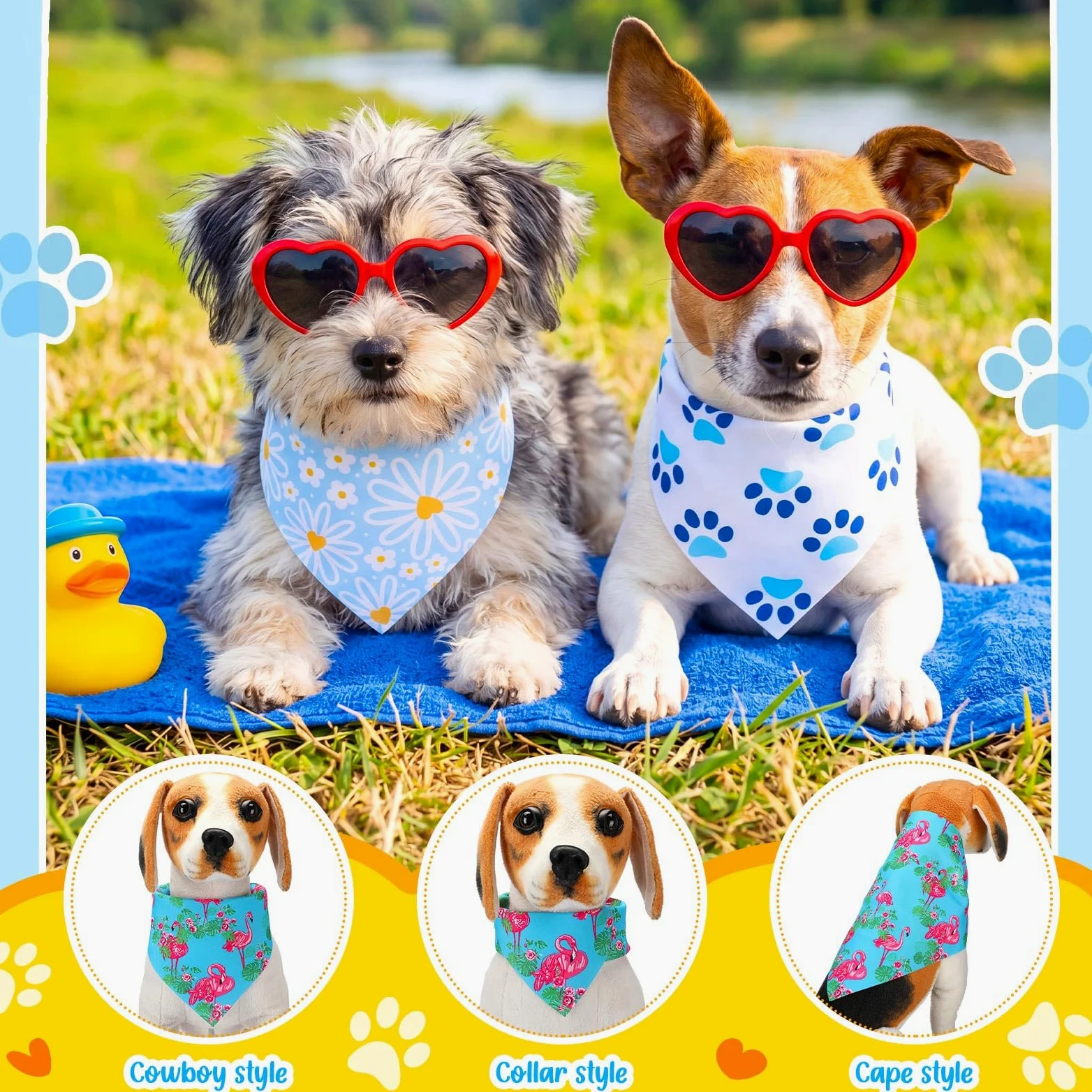 Sanwuta 120 bandane per cani con stampa di zampa blu, bandane per cani, triangolo, fazzoletto, bavaglino, set per costumi per animali domestici, accessori quotidiani