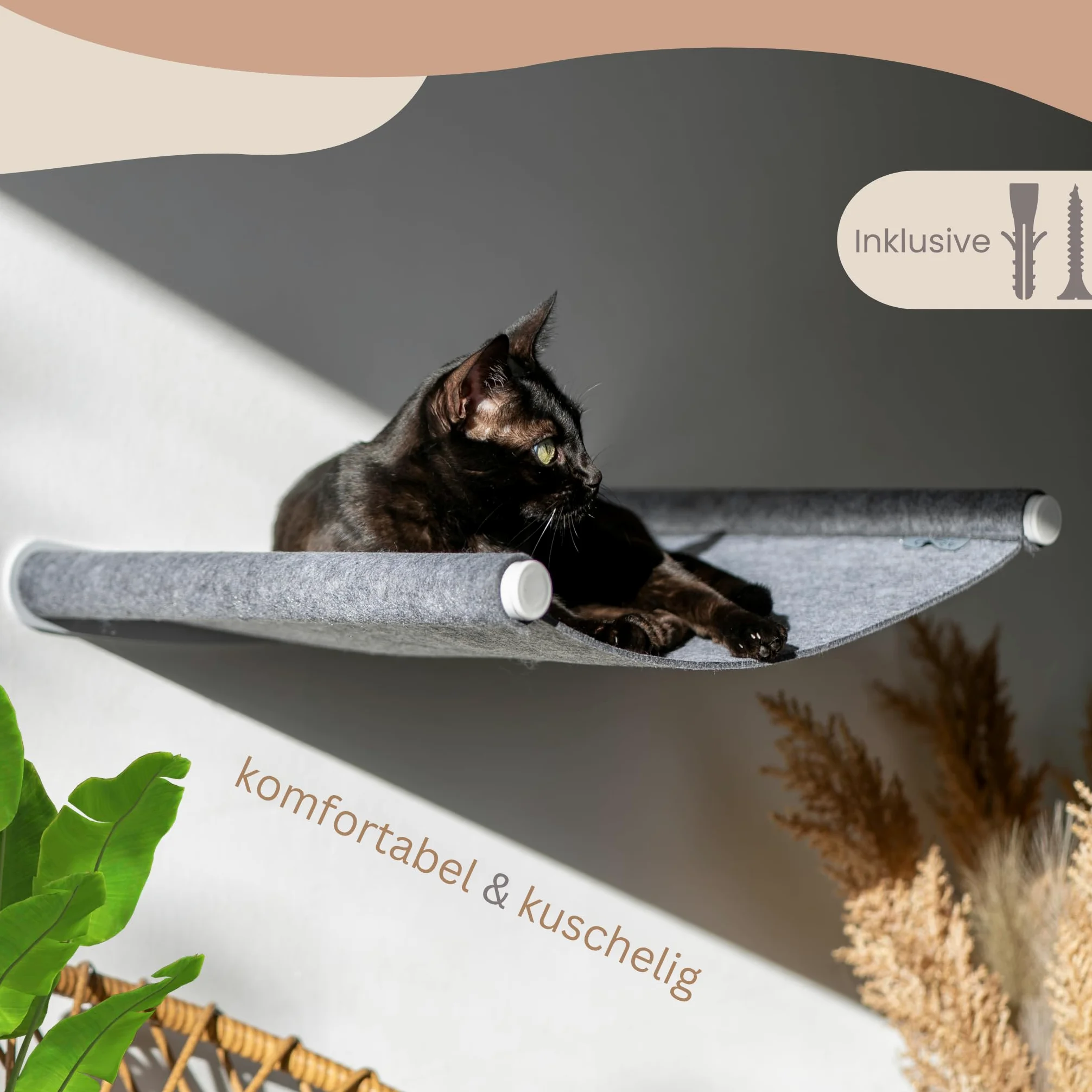 AZANO Amaca per gatti XL, in metallo, design da arrampicata a parete per gatti, extra grande e stabile, colore grigio