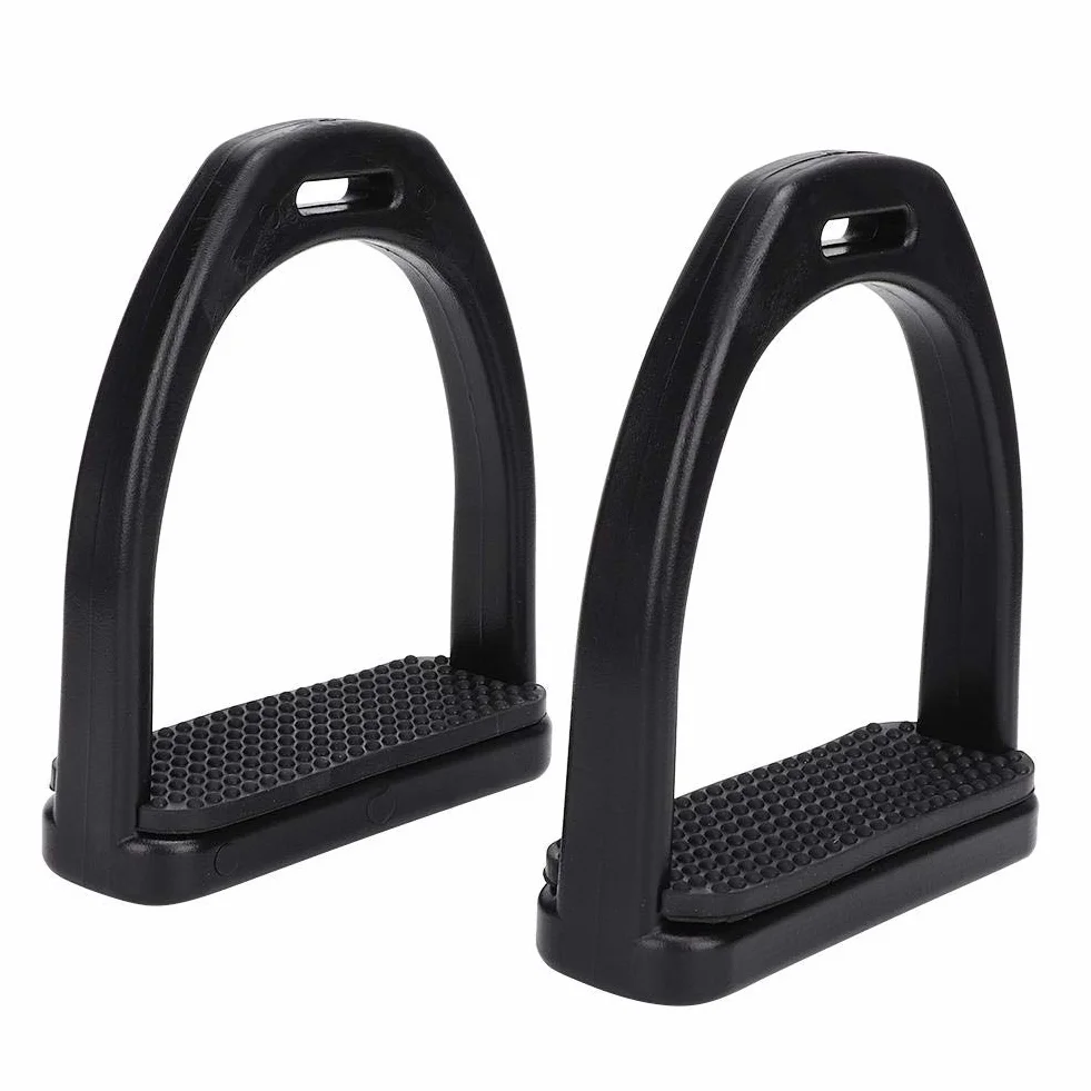 Nikou Staffe per Cavalli in plastica Accessori per Strumenti per staffe, 2 Pezzi Staffe in plastica ad Alta Resistenza con Accessori per Cuscinetti in Gomma Antiscivolo Neri, Grandi